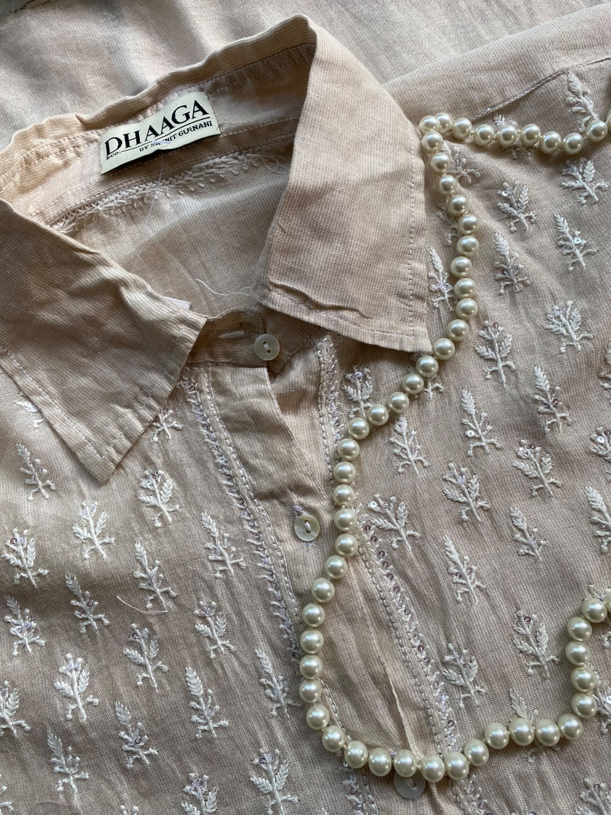 Golden Tissue ivory chikankari shirt