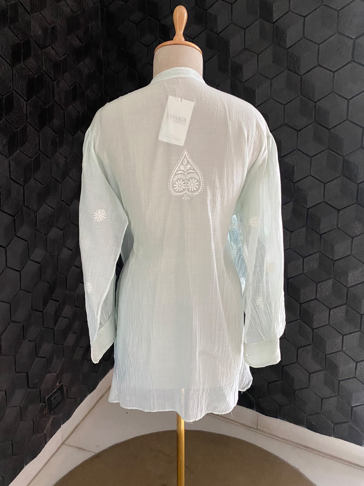 Sea Green Mul Chanderi Chikankari Co-ord set