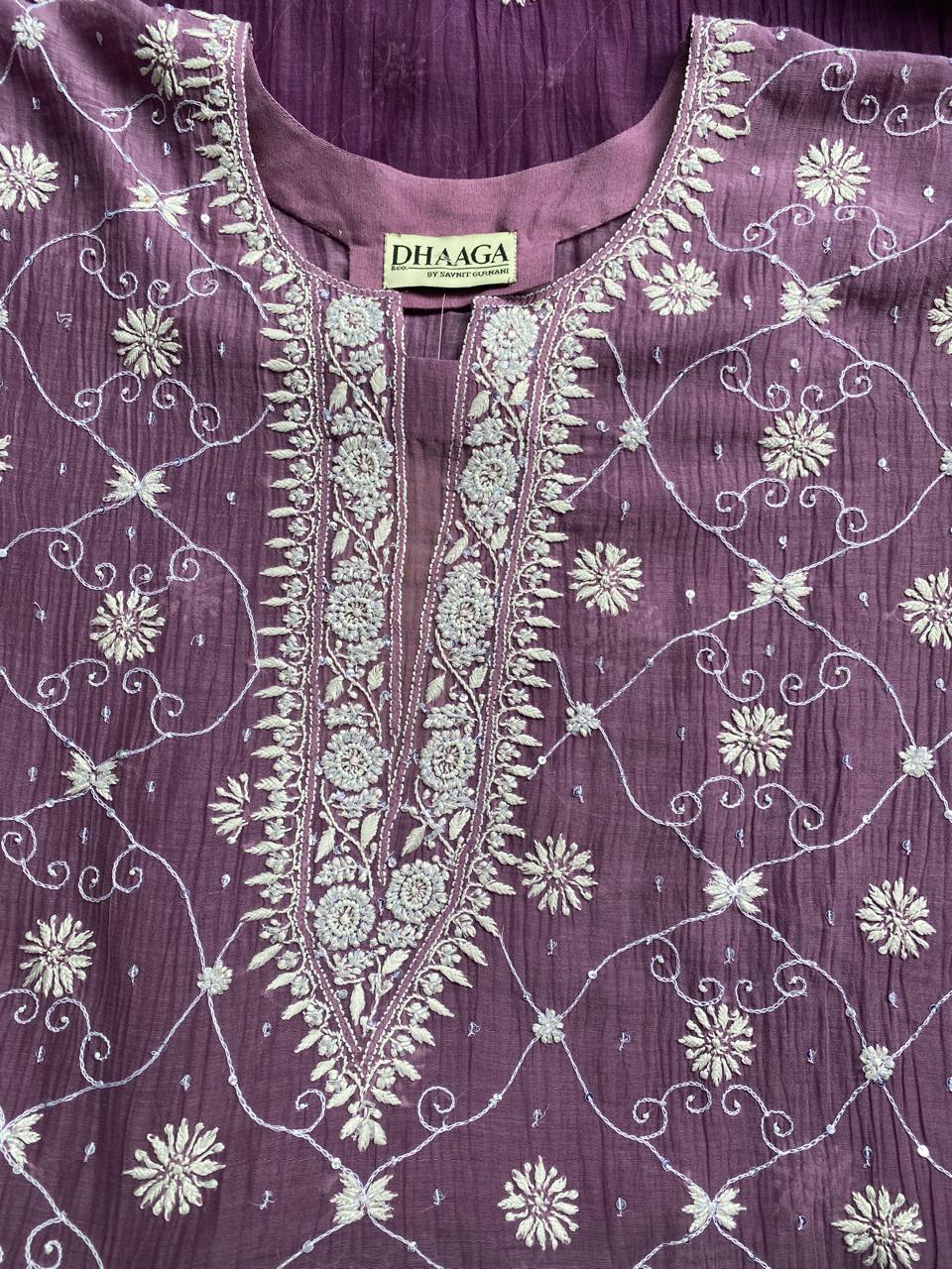 Purple ombre Mul Chanderi kurta set