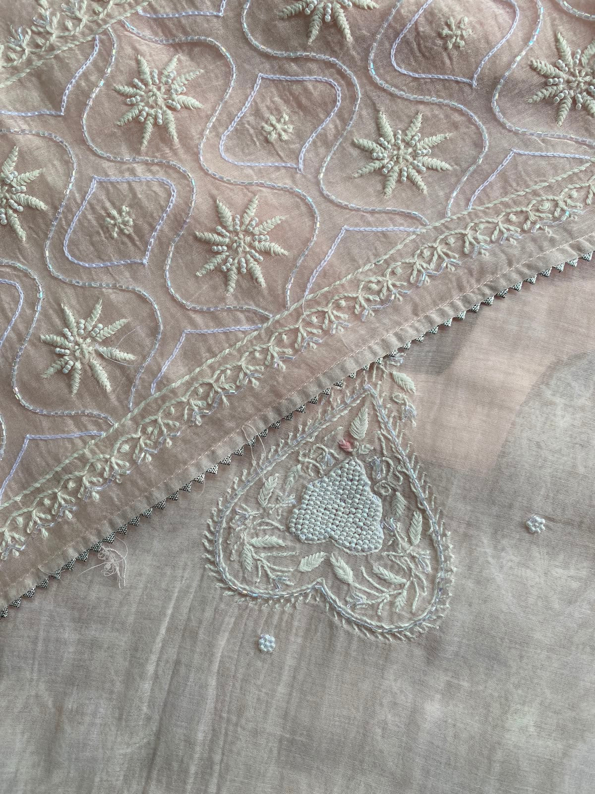Blush Pink Mul Chanderi Chikankari Kurta Set