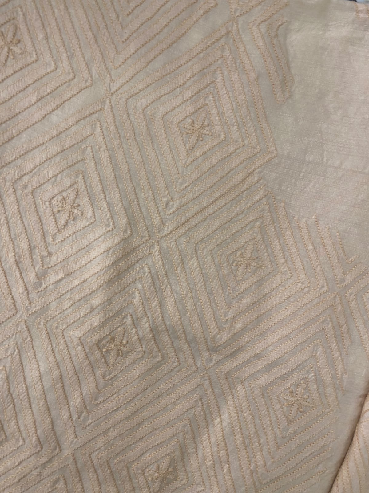 Beige Moonga Silk Geometric Chikankari Sadri