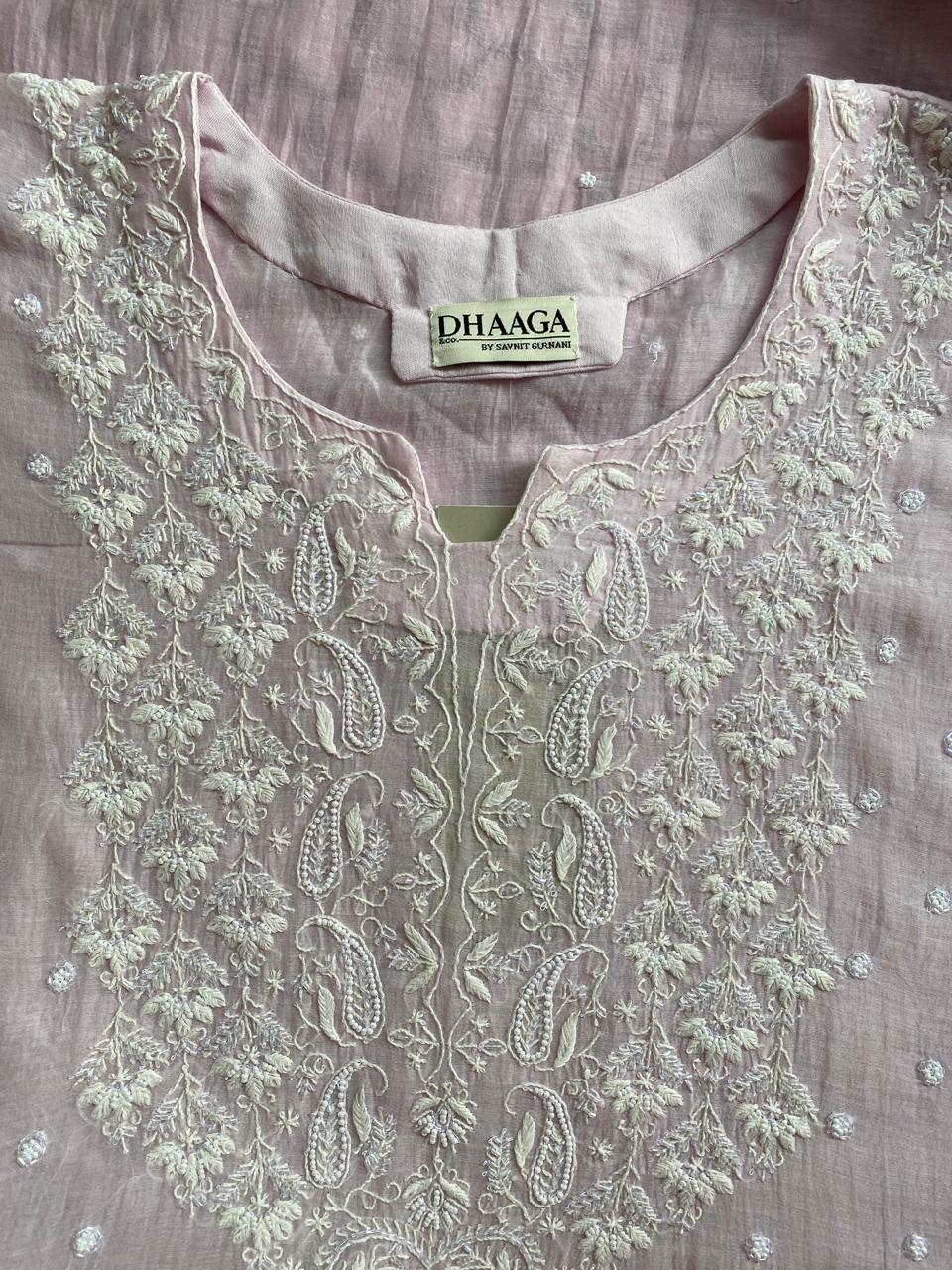 Lilac Mul Chanderi Chikankari Kurta Set