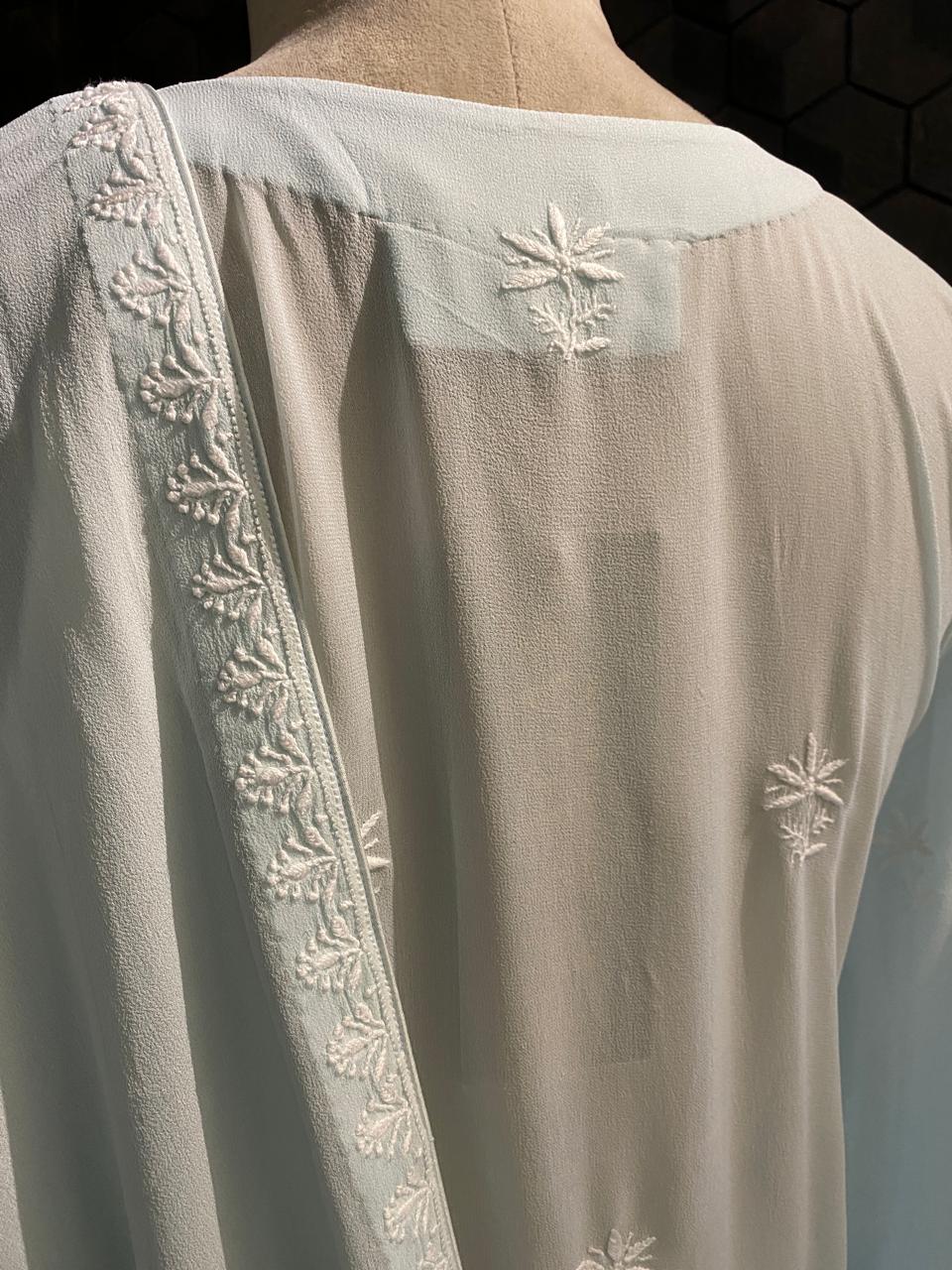 sky blue georgette chikankari kurta set