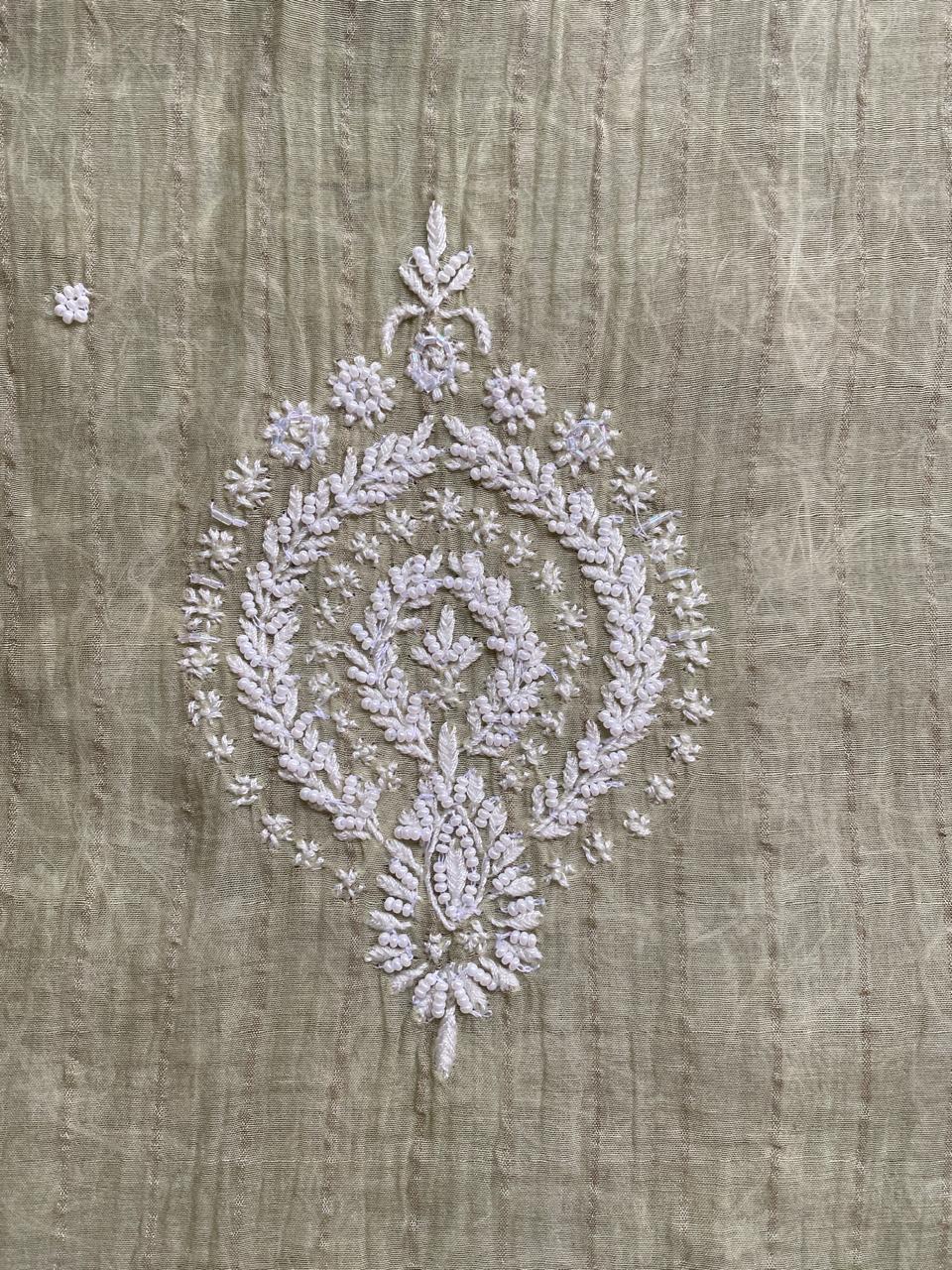 Sage Green Mul Chanderi chikankari kaftan