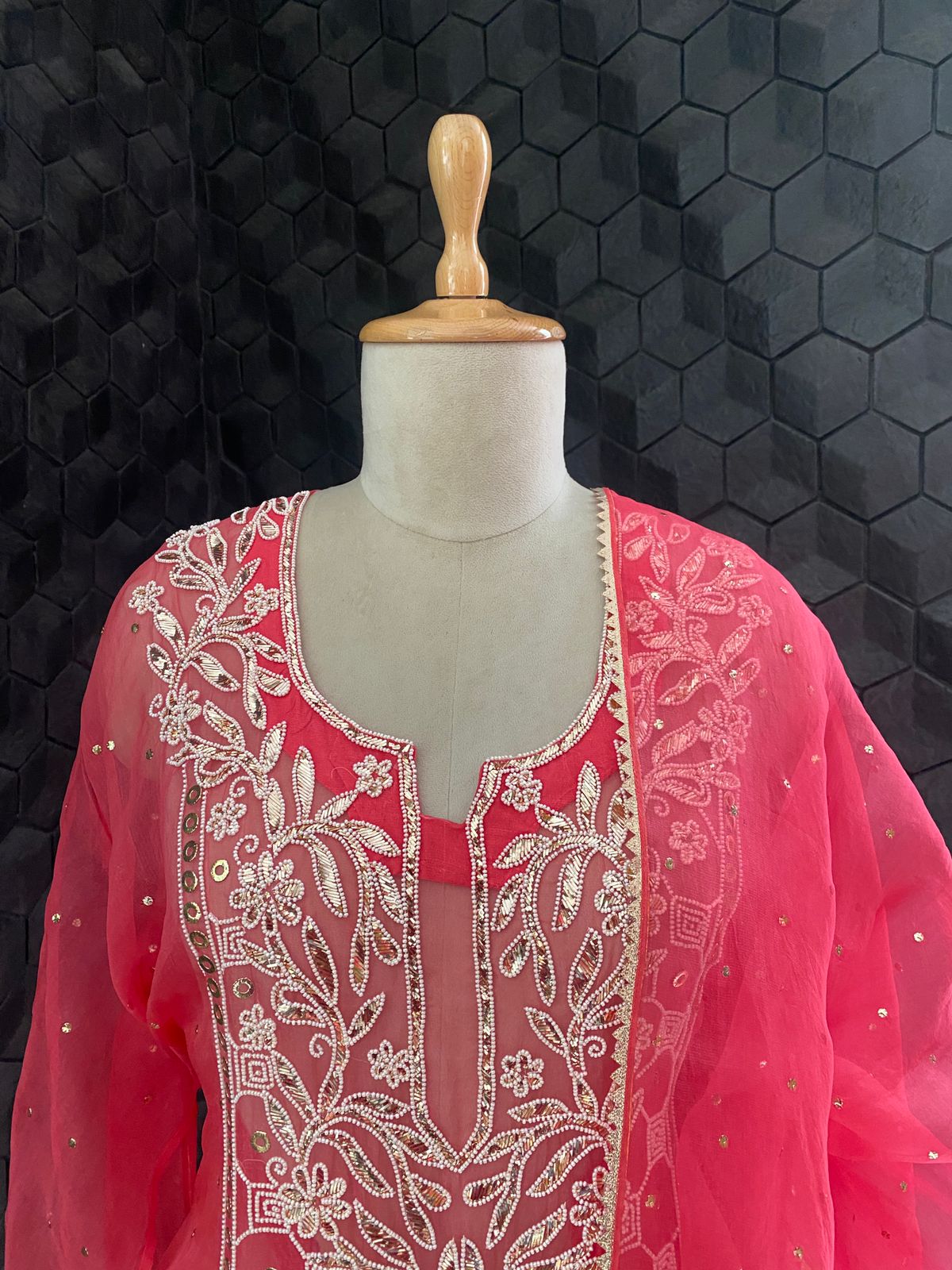 Fuchsia Pink Organza Kurta Set