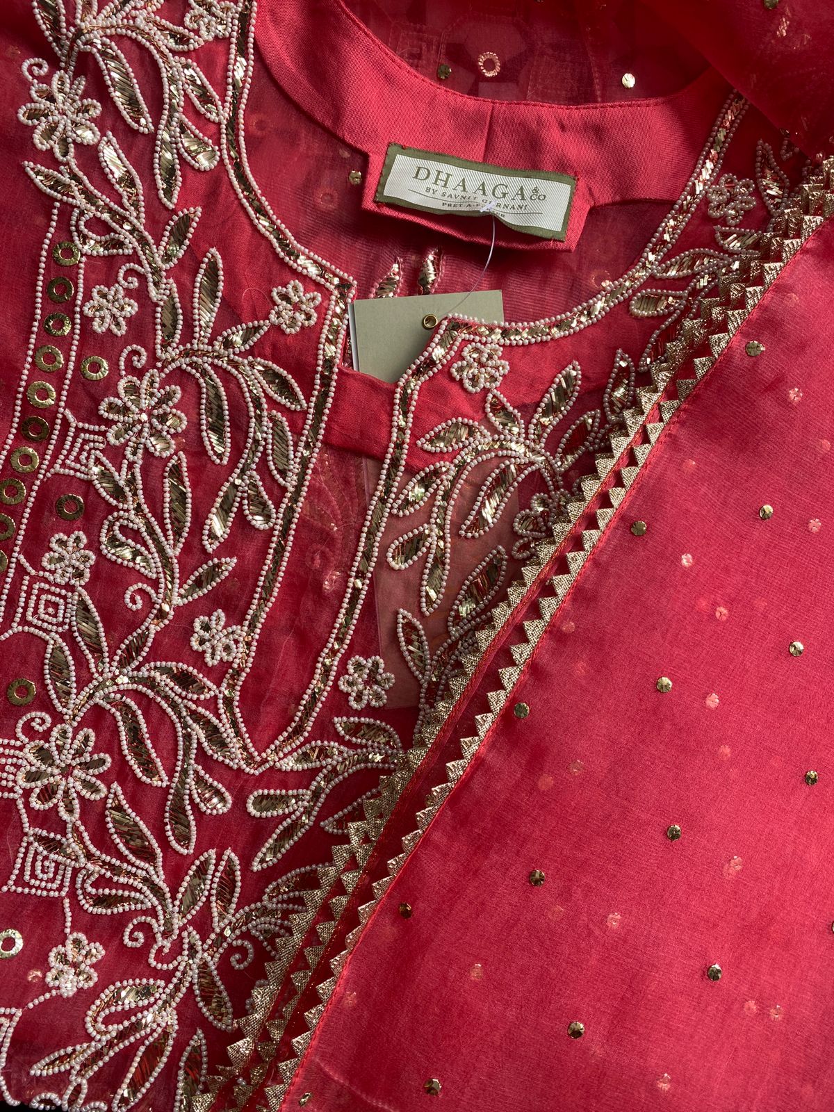 Fuchsia Pink Organza Kurta Set