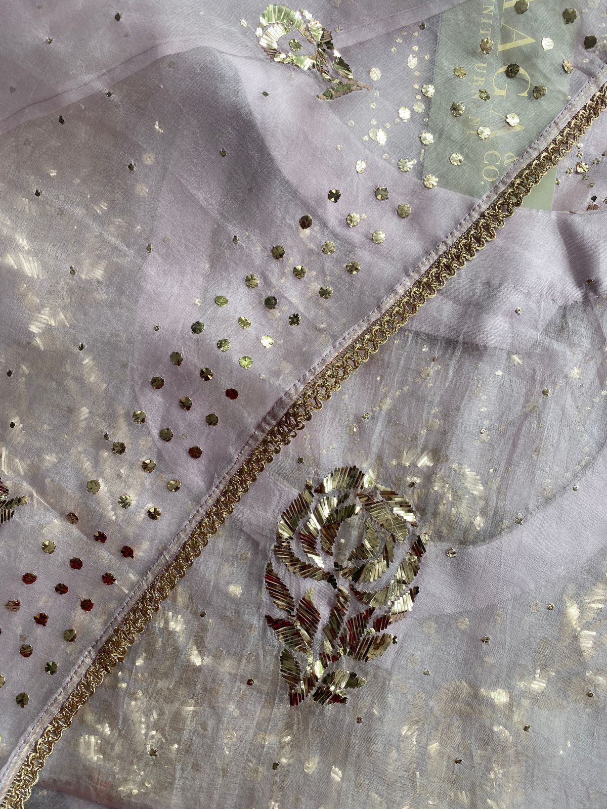 Blush Pink Organza Mukaish Kurta Set