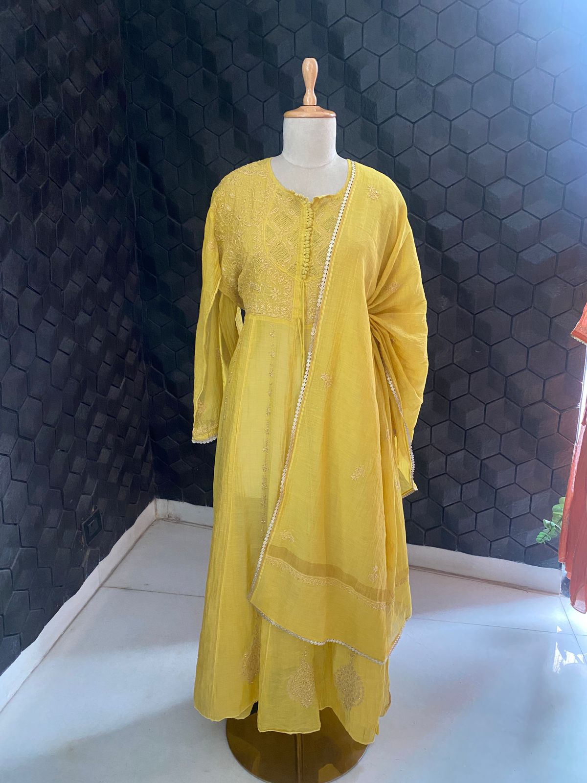 Sunlit Chikankari Tissue Anarkali Set