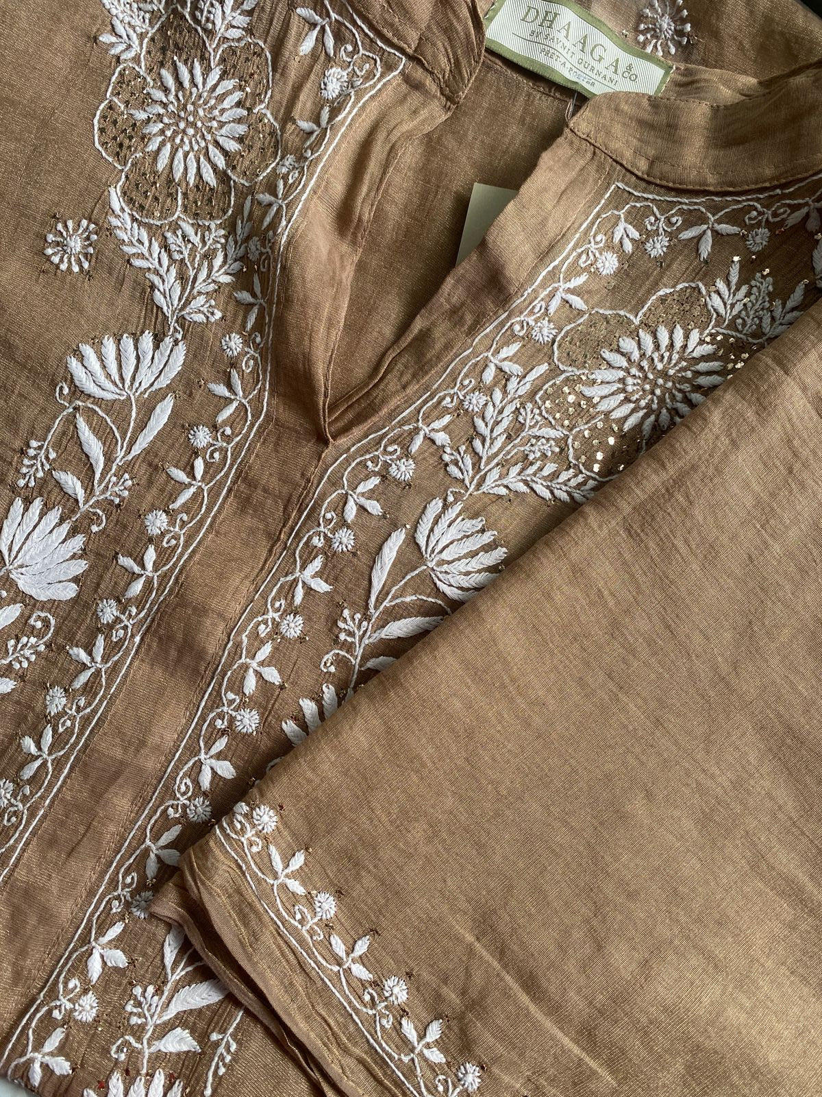 Beige Chikankari Co-ord Set