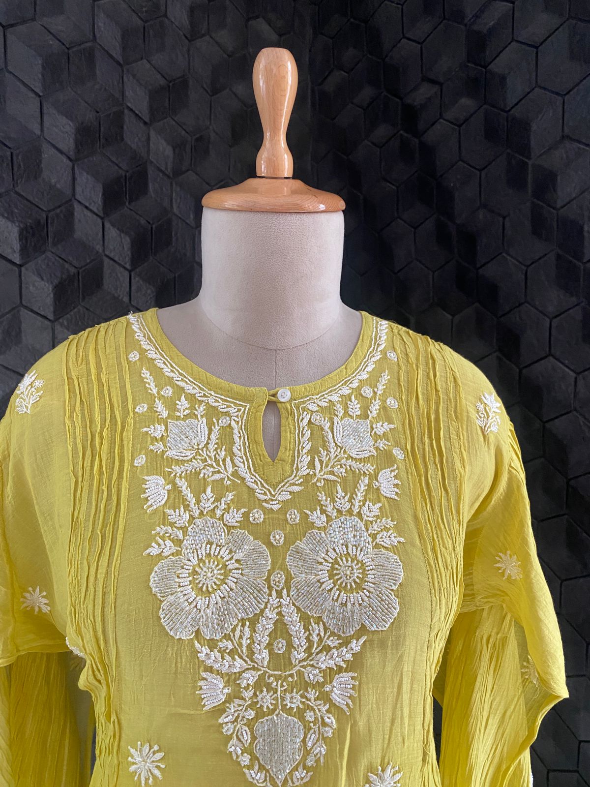 Mustard Yellow Chikankari Co-ord Set