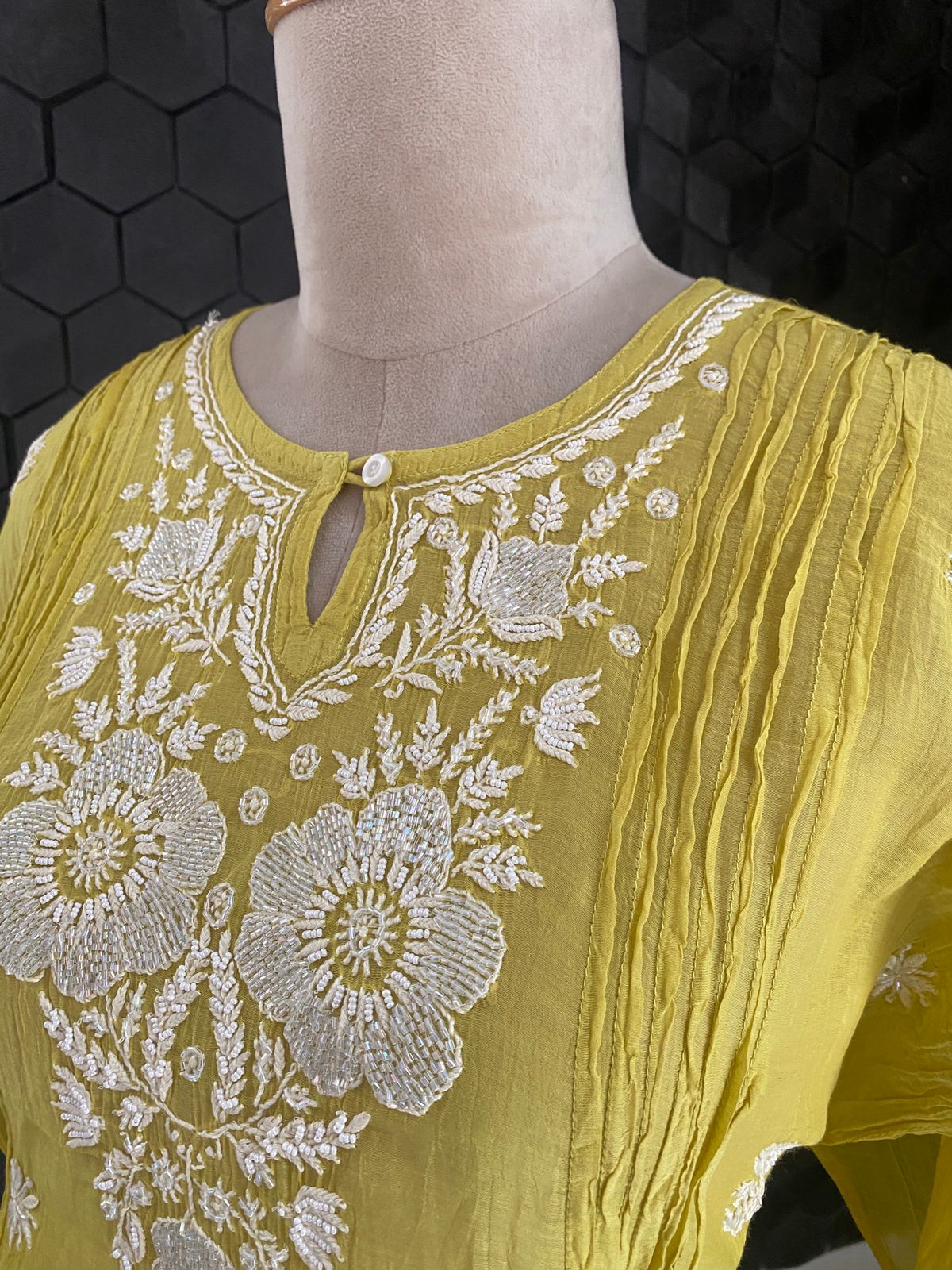 Mustard Yellow Chikankari Co-ord Set