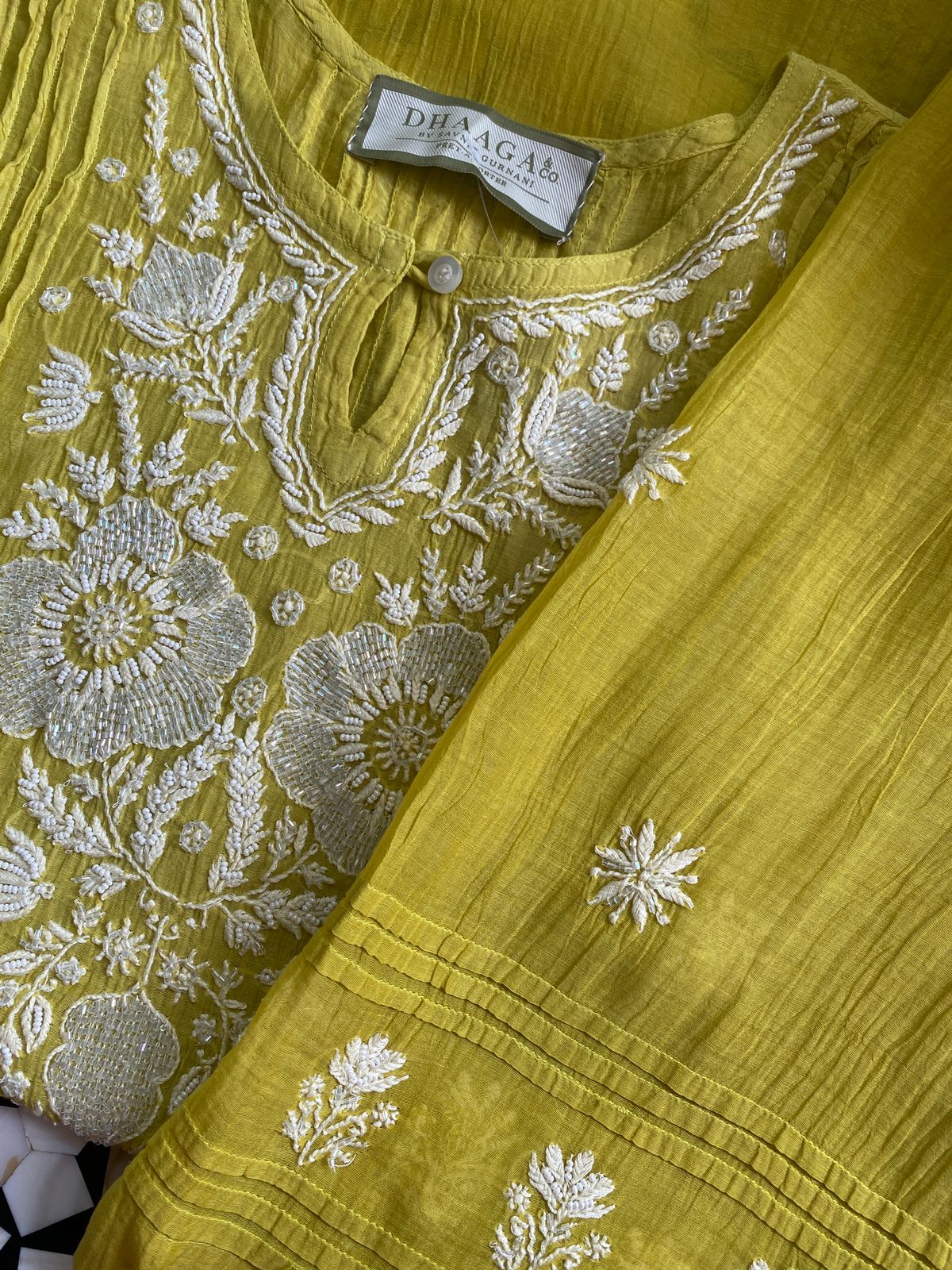 Mustard Yellow Chikankari Co-ord Set