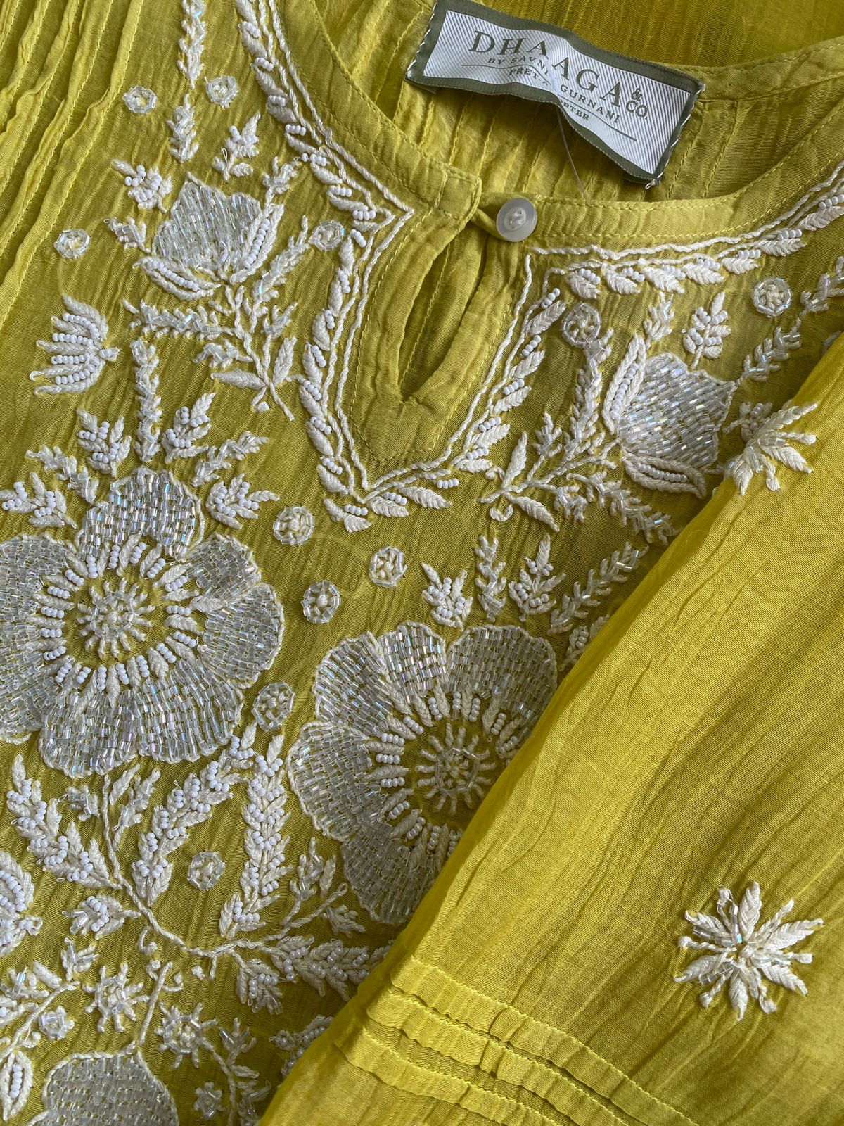 Mustard Yellow Chikankari Co-ord Set