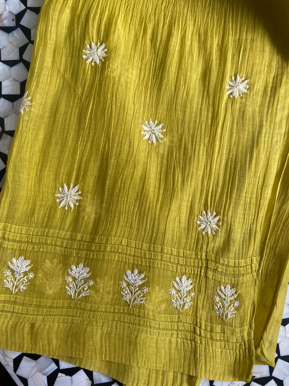 Mustard Yellow Chikankari Co-ord Set