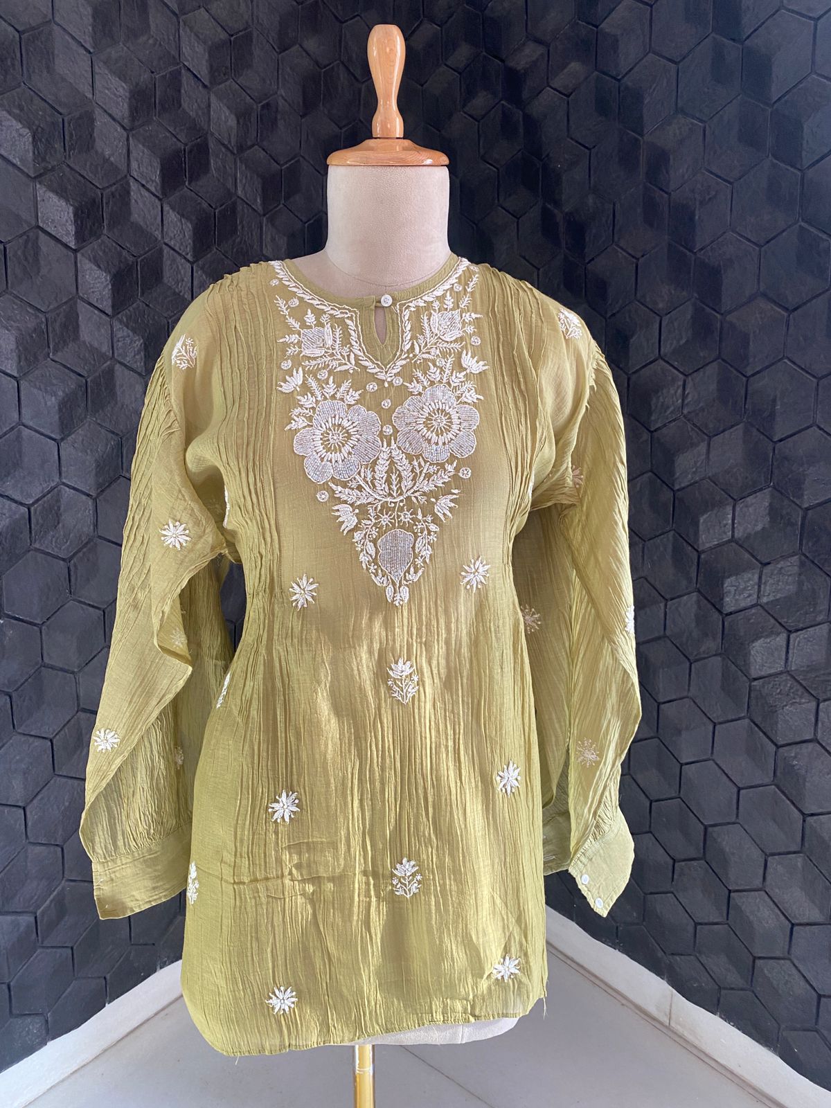 Olive Green Chikankari Co-ord Set