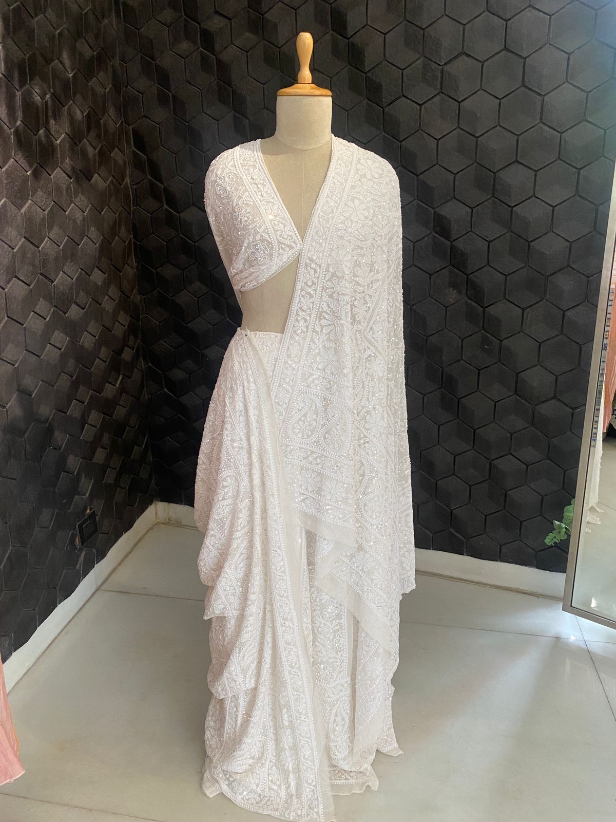 Ivory Chikankari Georgette Lehenga Set