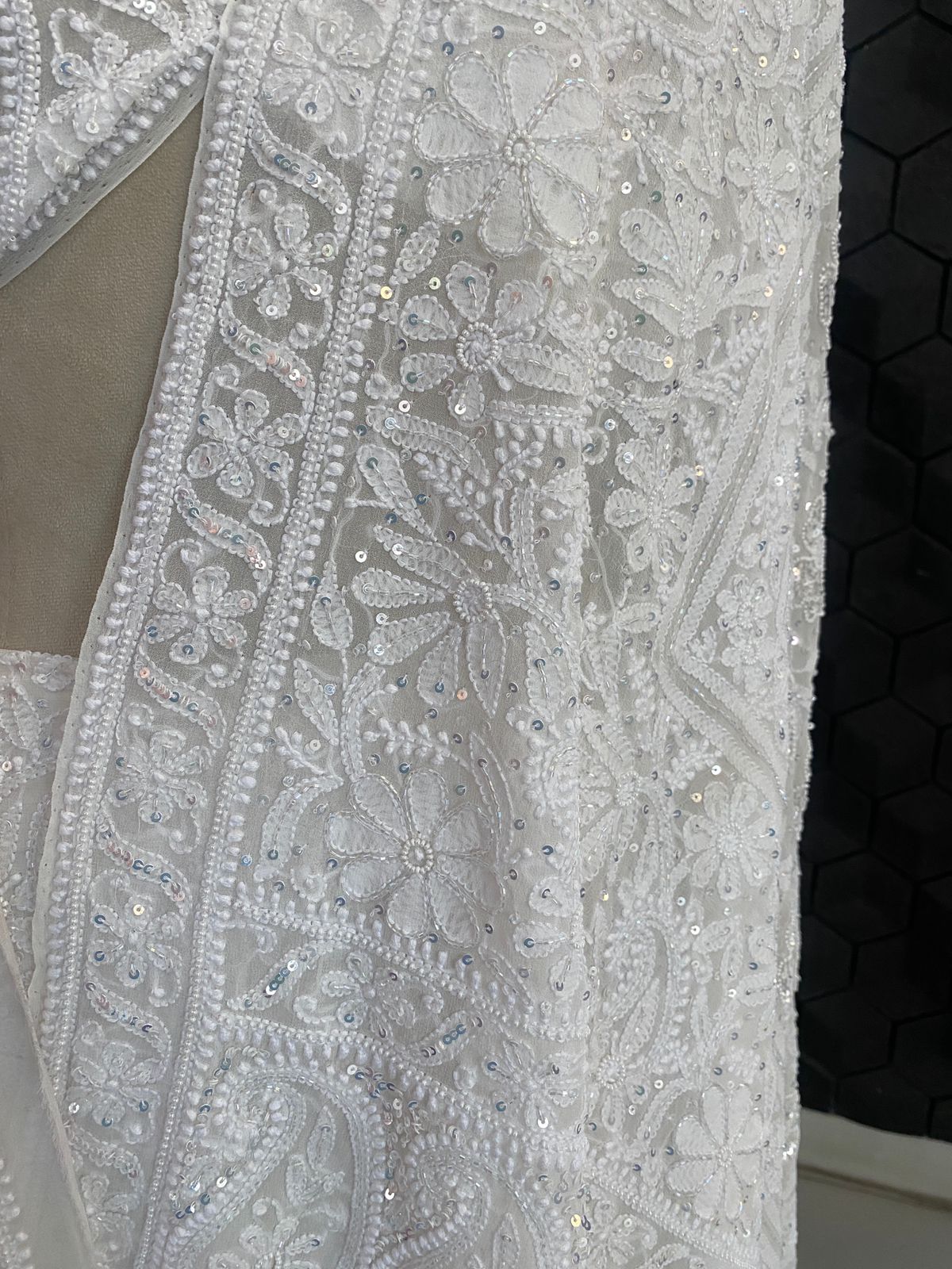 Ivory Chikankari Georgette Lehenga Set