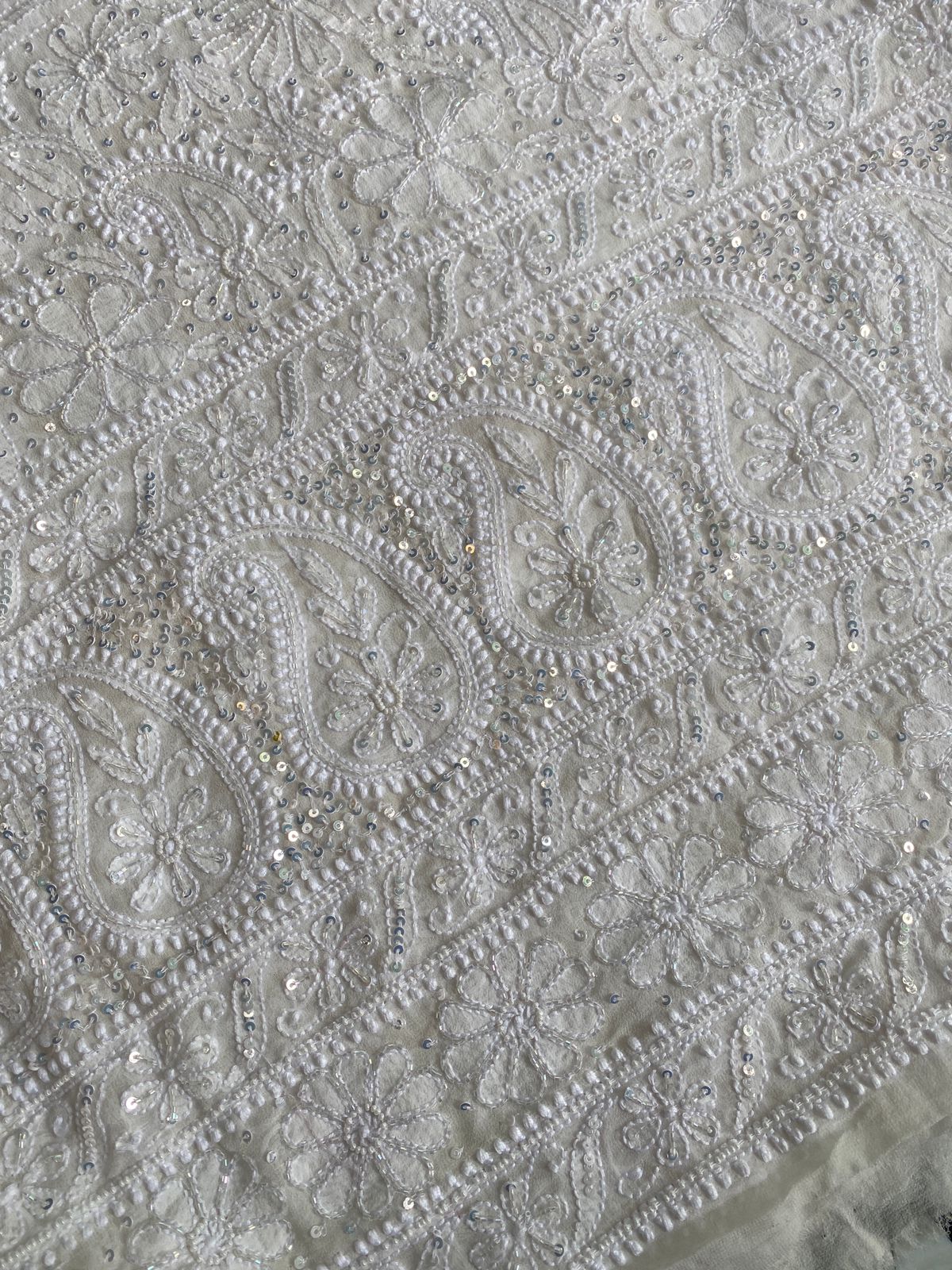 Ivory Chikankari Georgette Lehenga Set