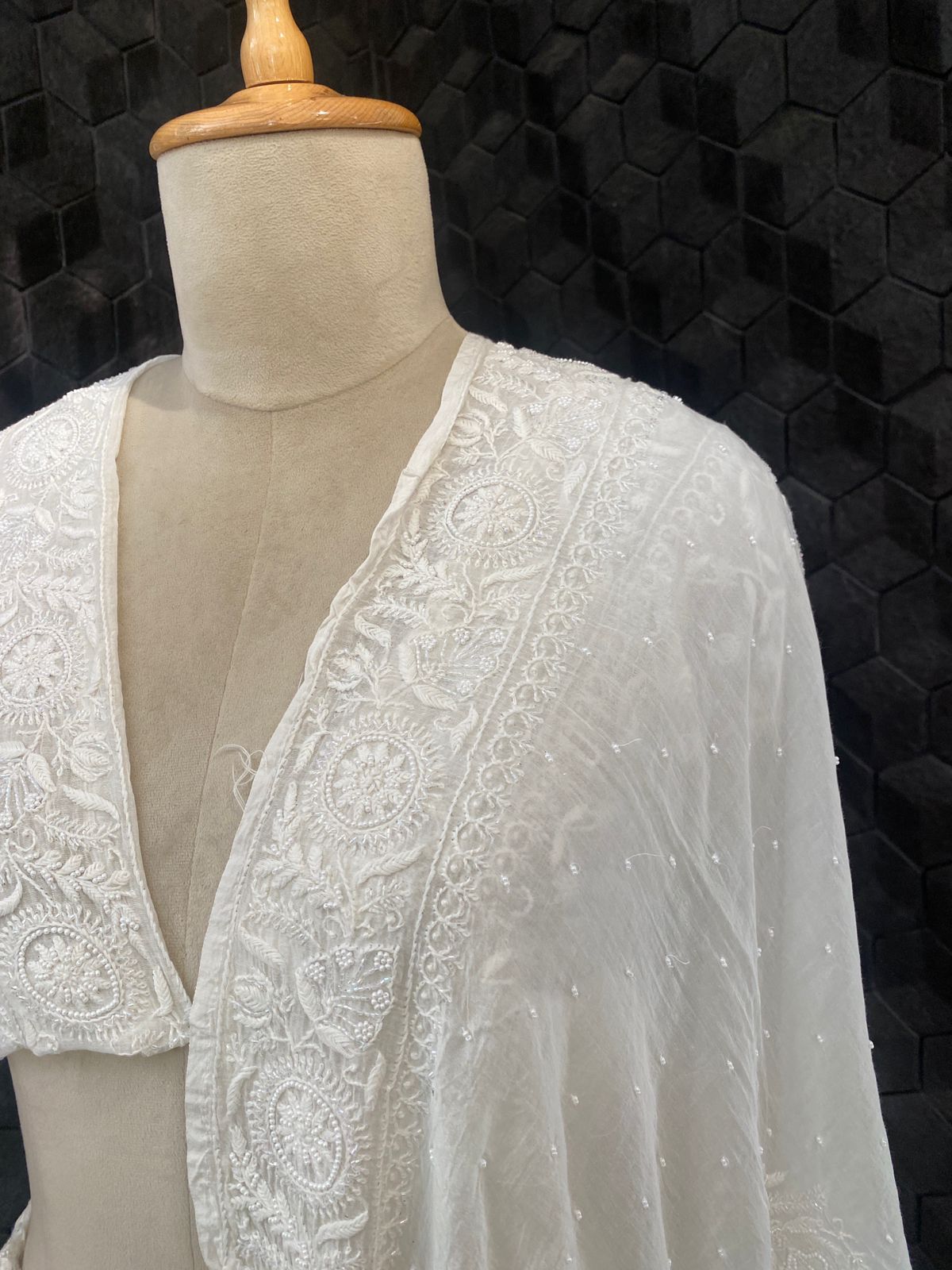 Ivory Mul Chanderi Chikankari Lehenga Set
