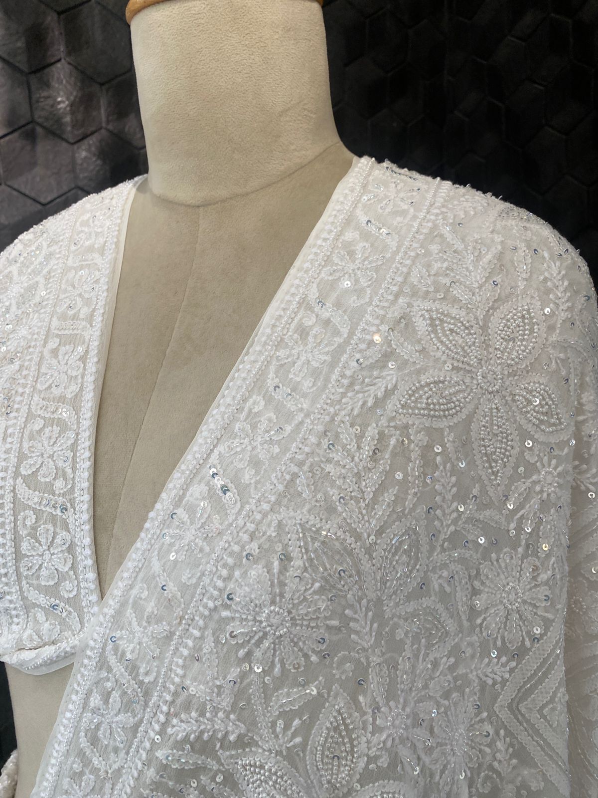 White Georgette Chikankari Lehenga Set