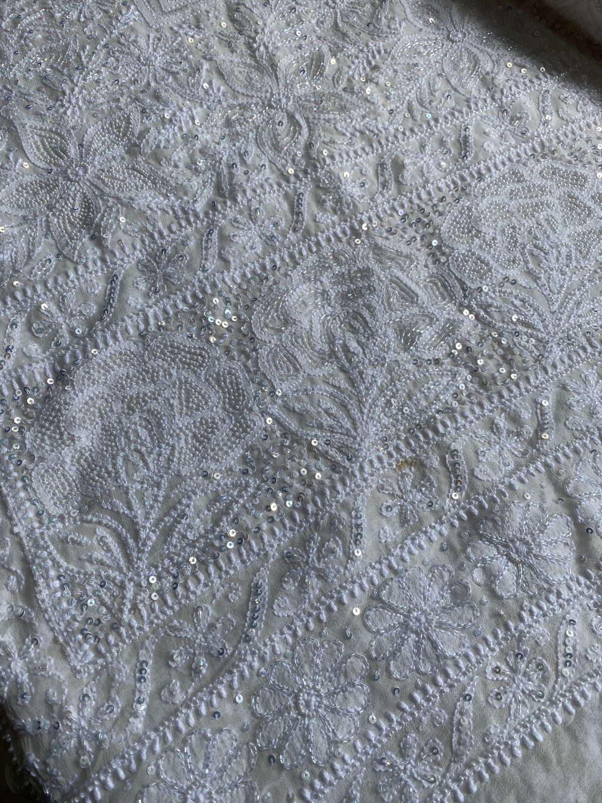 White Georgette Chikankari Lehenga Set