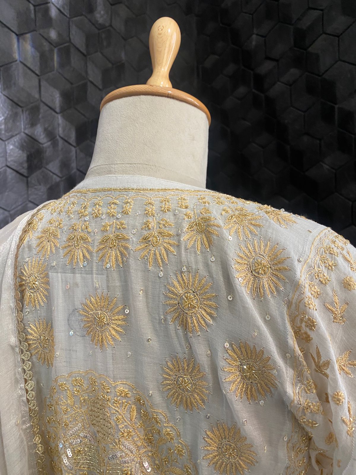 Ivory Gold Chikankari Georgette Kurta Set