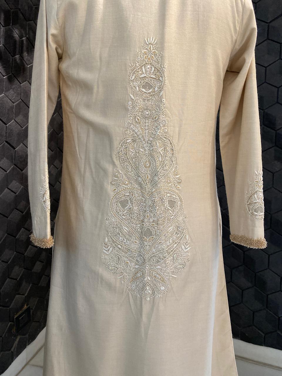 vory Embroidered Long Jacket Jumpsuit Set