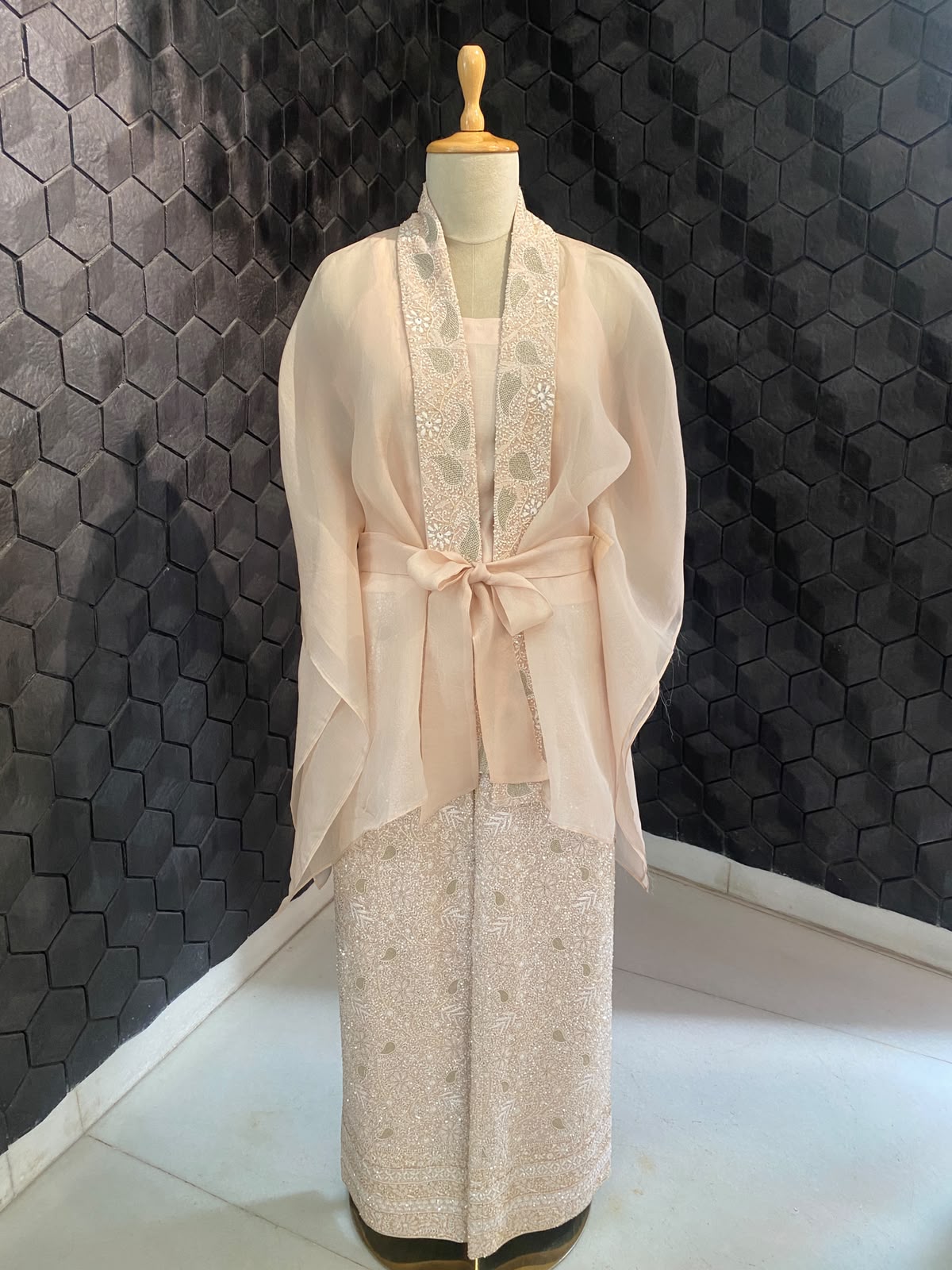Peach Organza Co-Ord Set