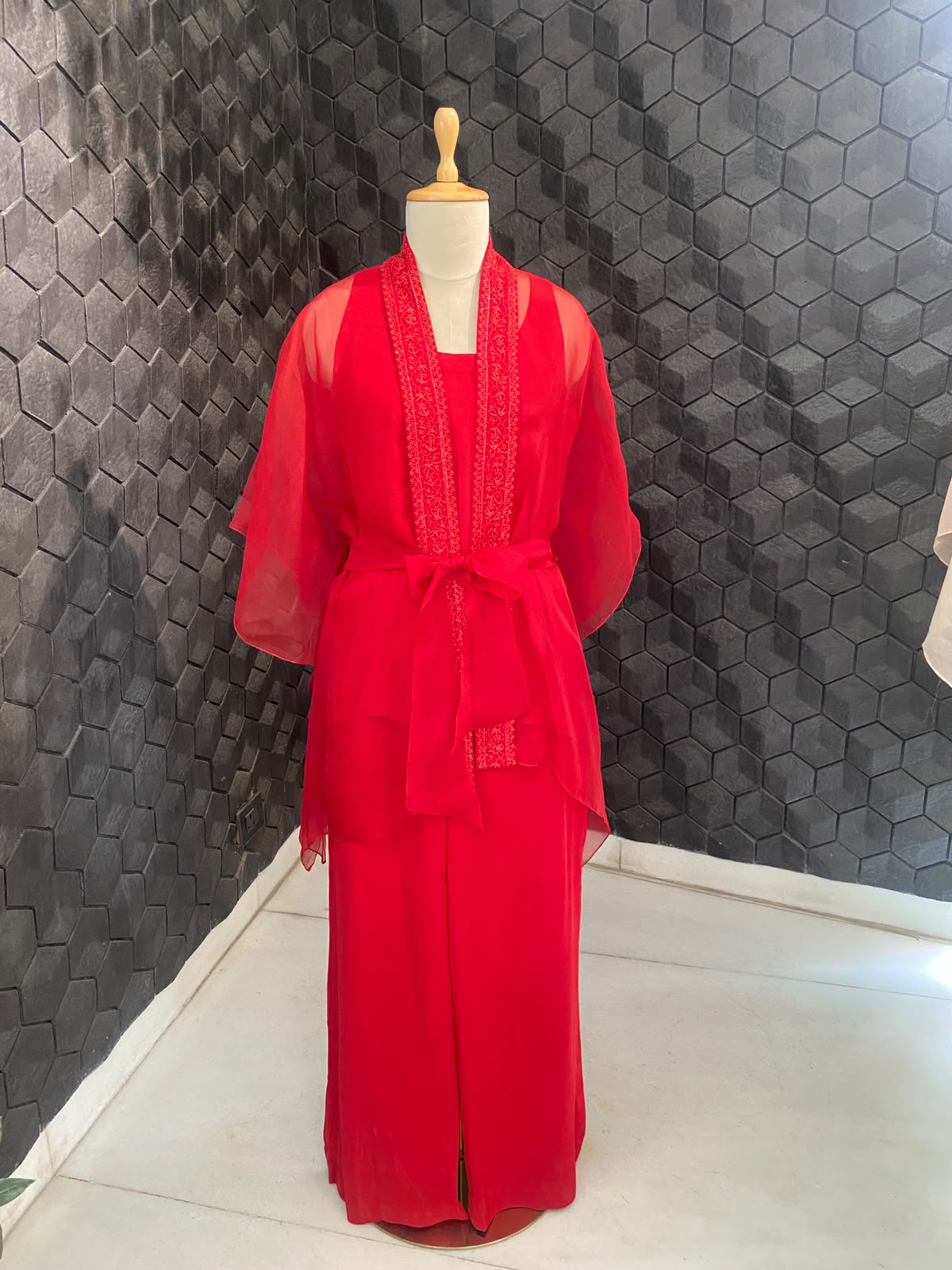 Red Organza Co-Ord Set