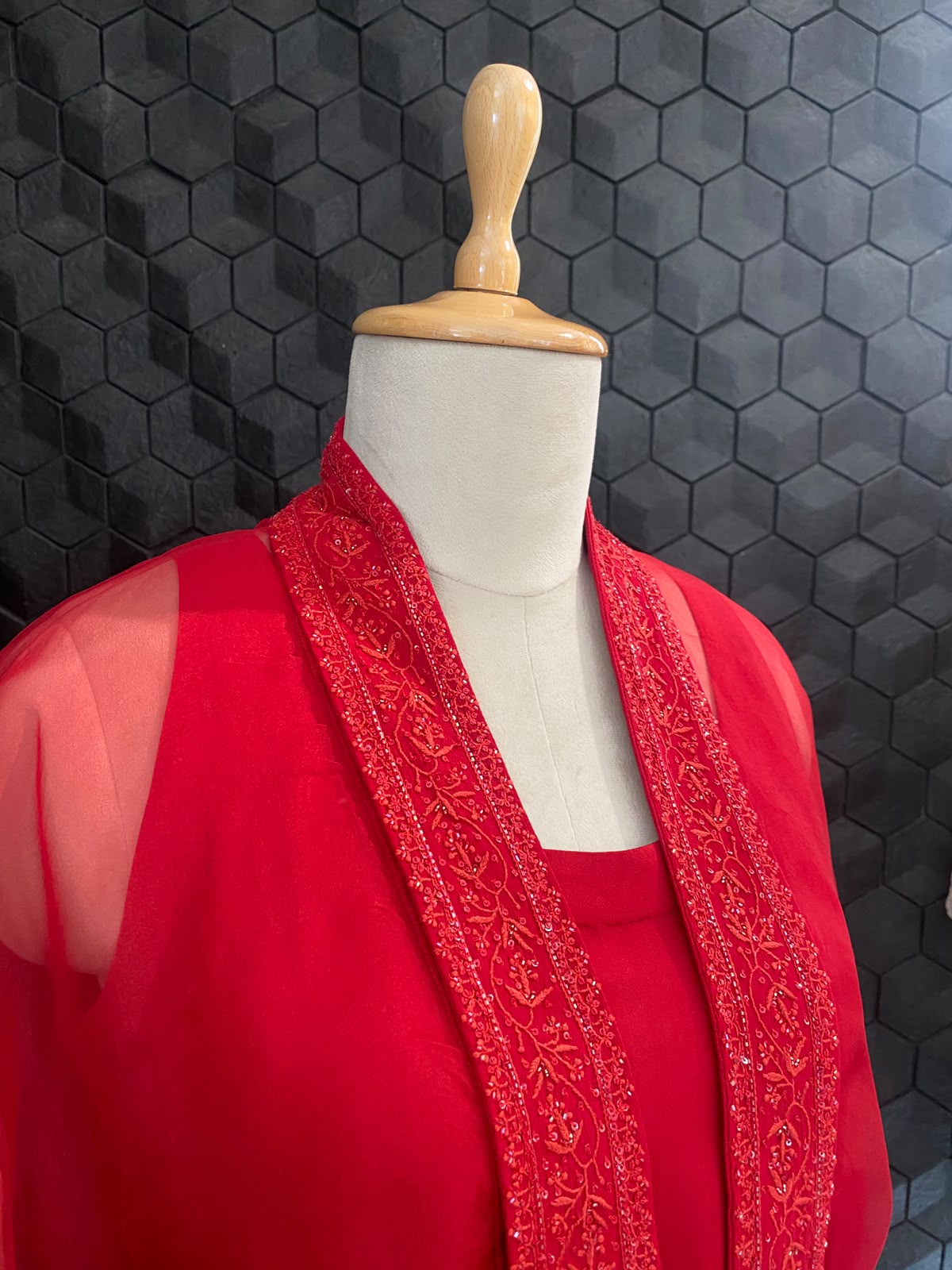 Red Organza Co-Ord Set