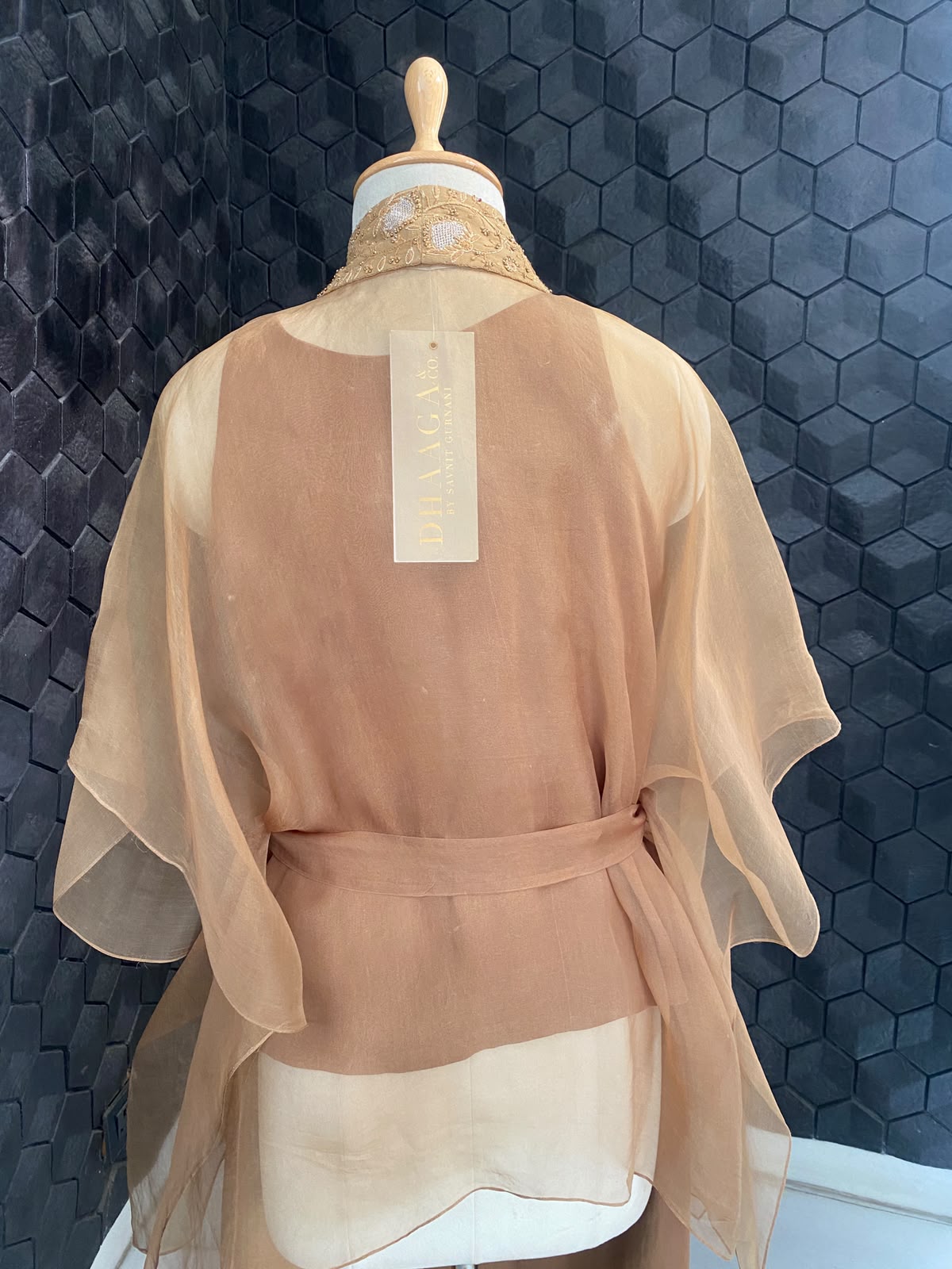 Brown Organza Chikankari Border Co-Ord Set