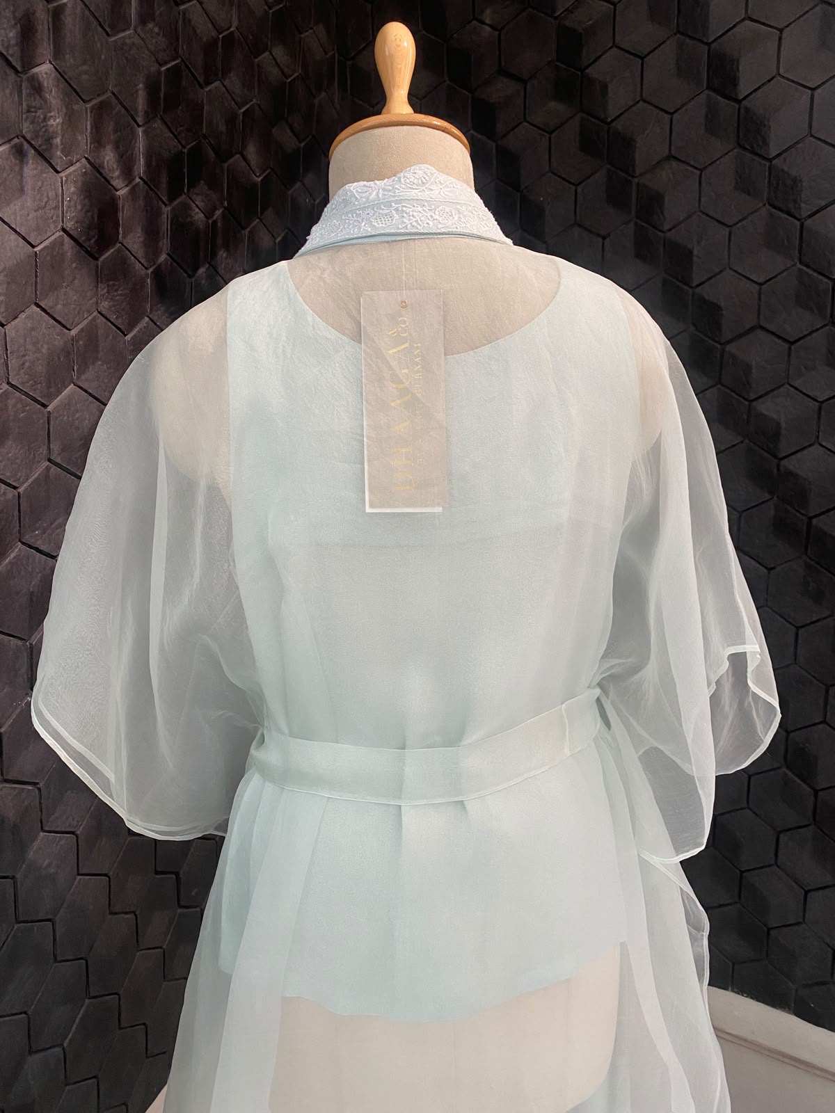 Sea Green Organza Chikankari Border Co-Ord Set