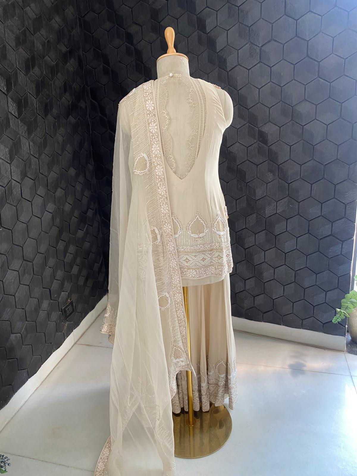 Ivory Intricate Chikankari Sharara Set
