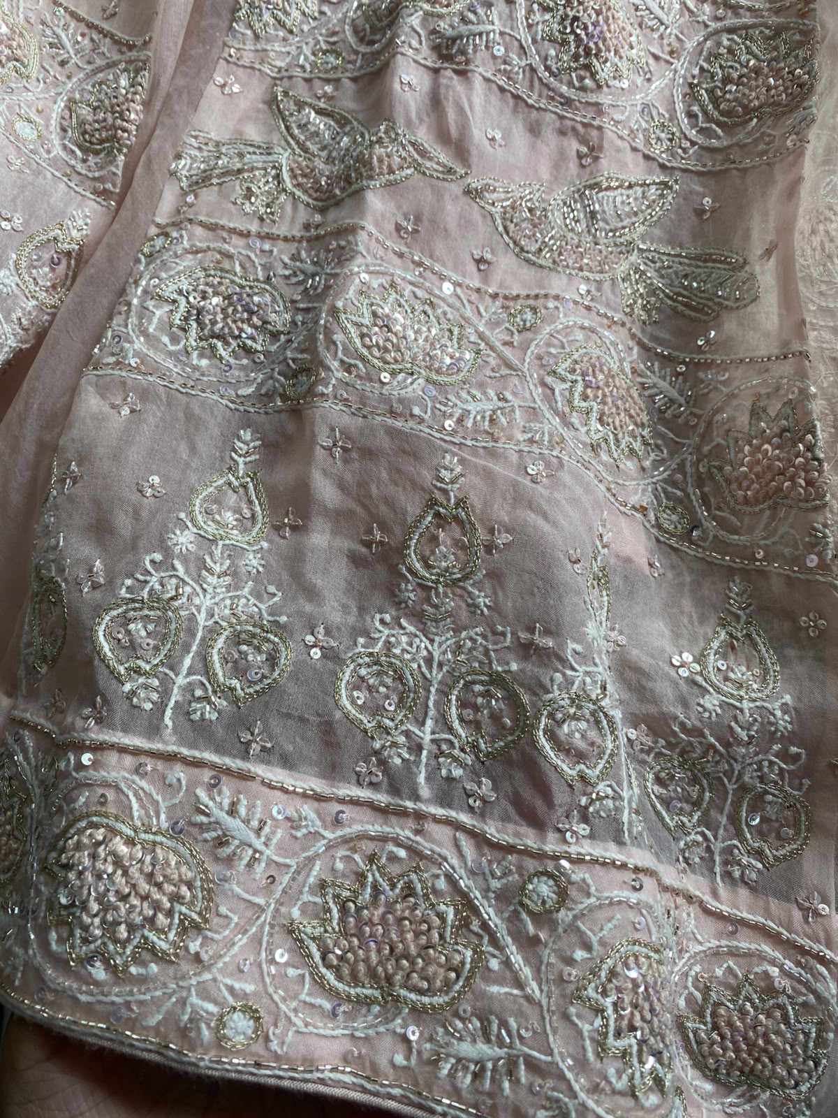 Pink Organza Chikankari Sharara Set