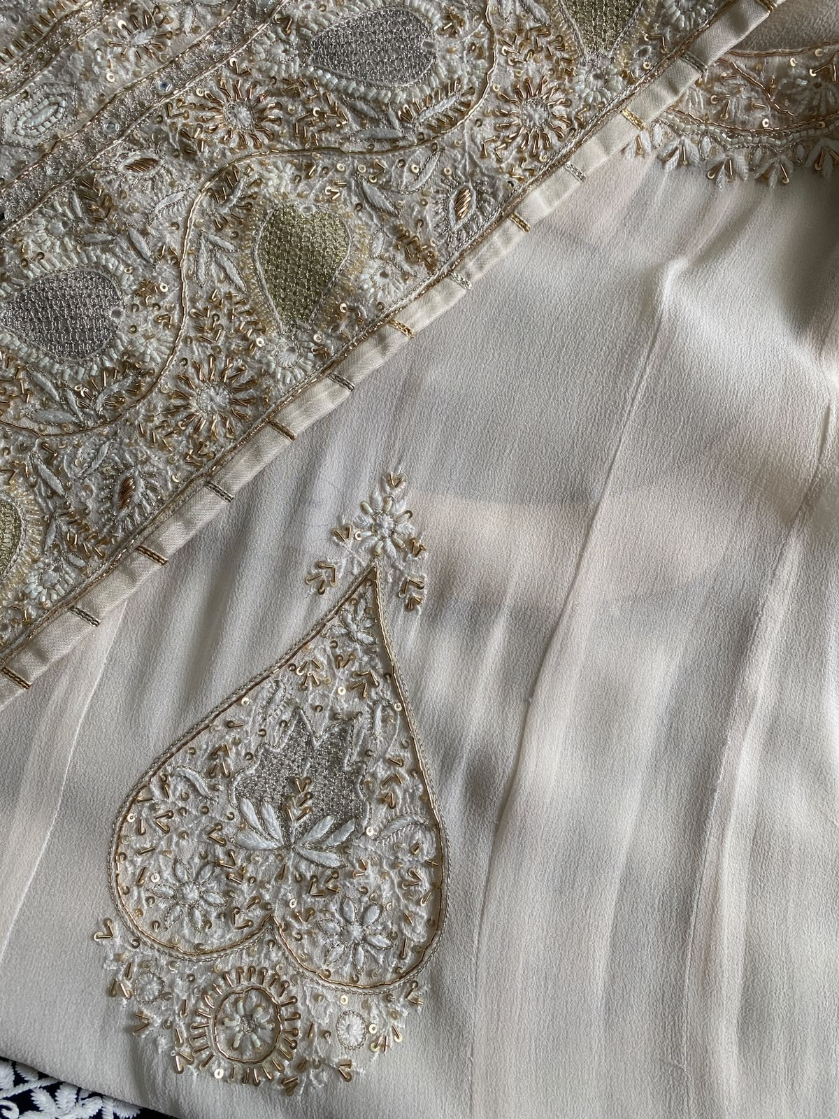 Ivory Georgette Embroidered Anarkali Set