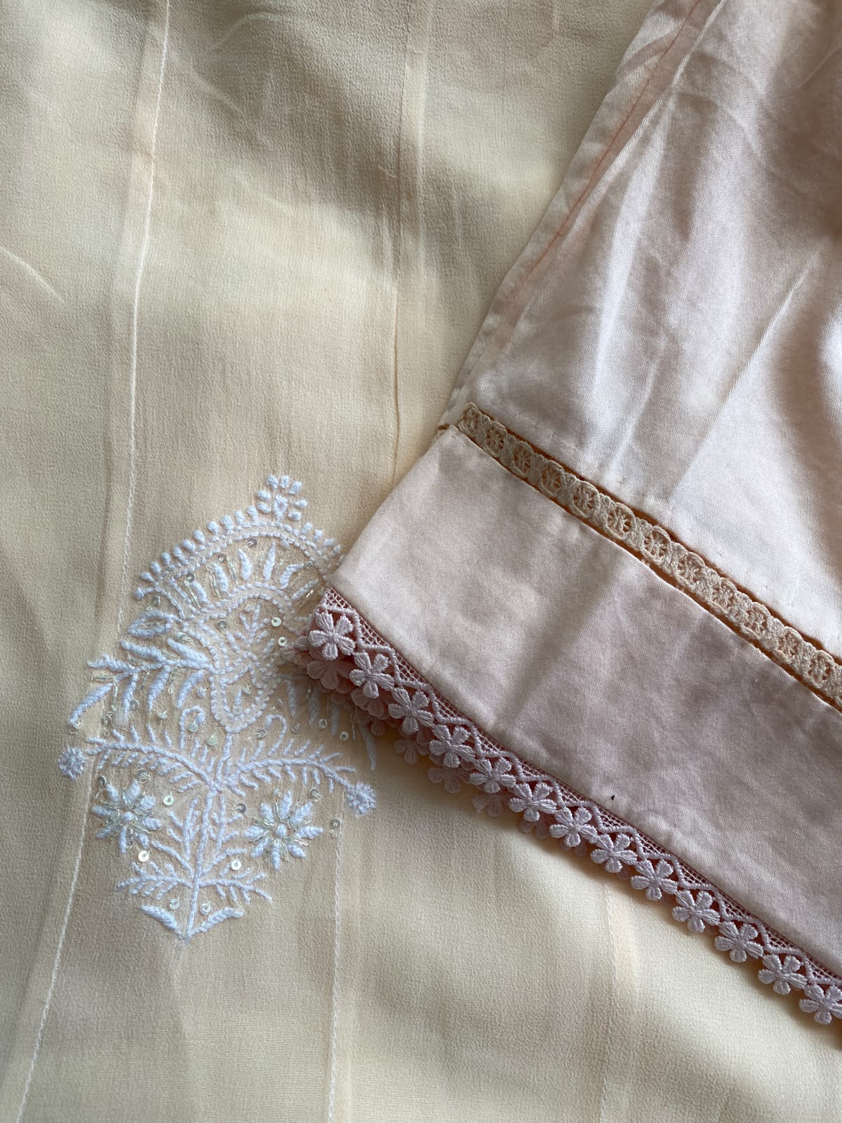 Peach Georgette Anarkali Set with Embroidered Dupatta