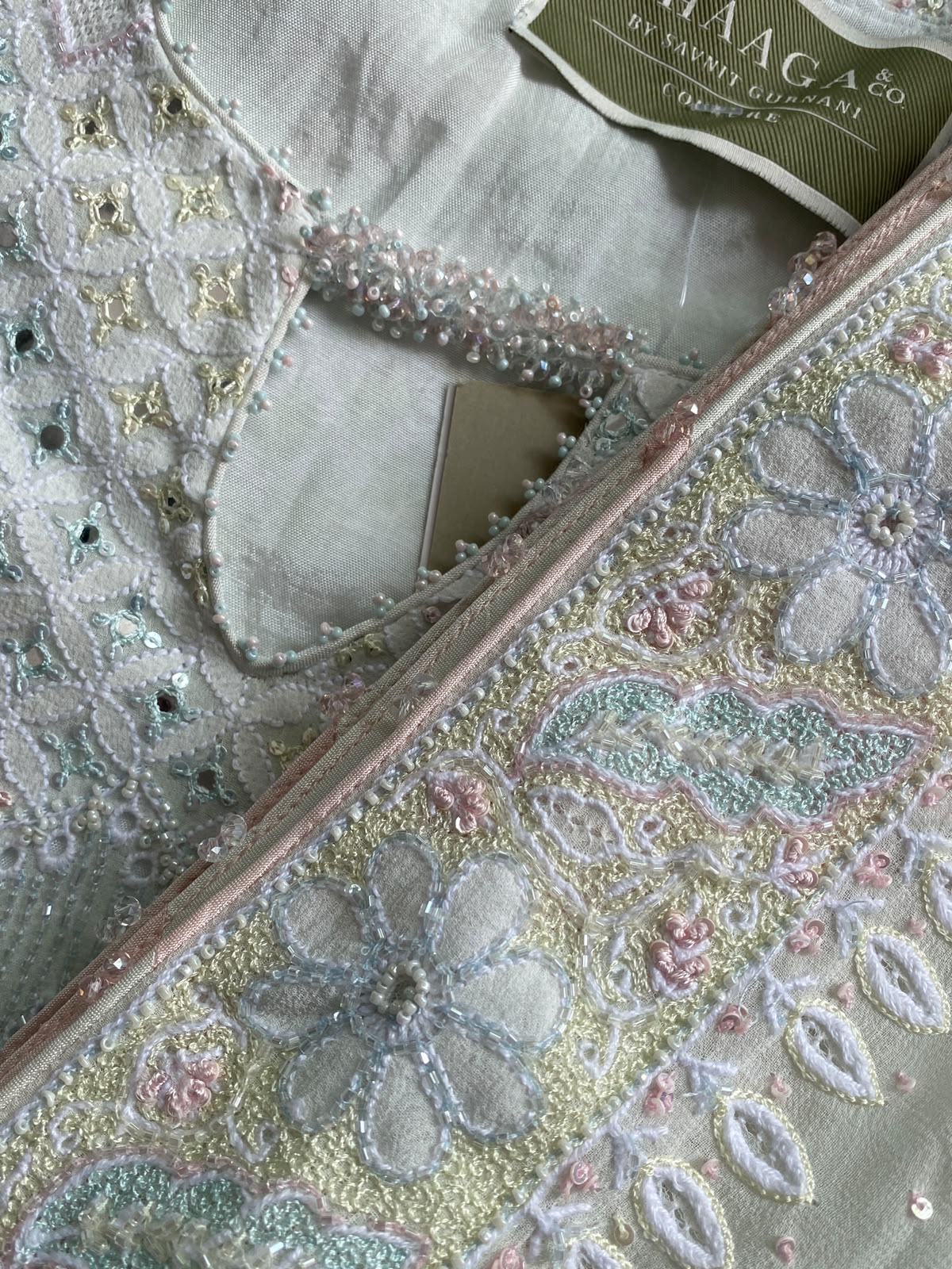 Pastel Blue Embroidered Georgette Lehenga Set with Embellished Dupatta