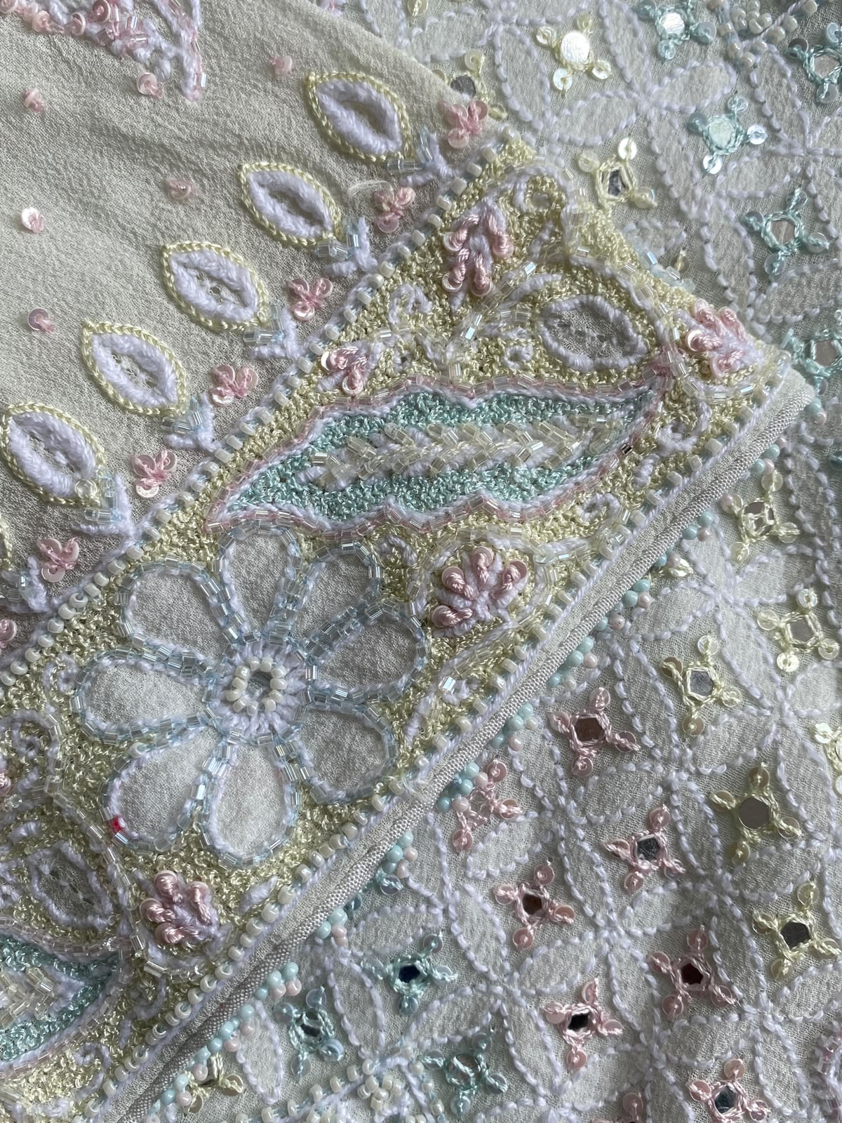 Pastel Blue Embroidered Georgette Lehenga Set with Embellished Dupatta