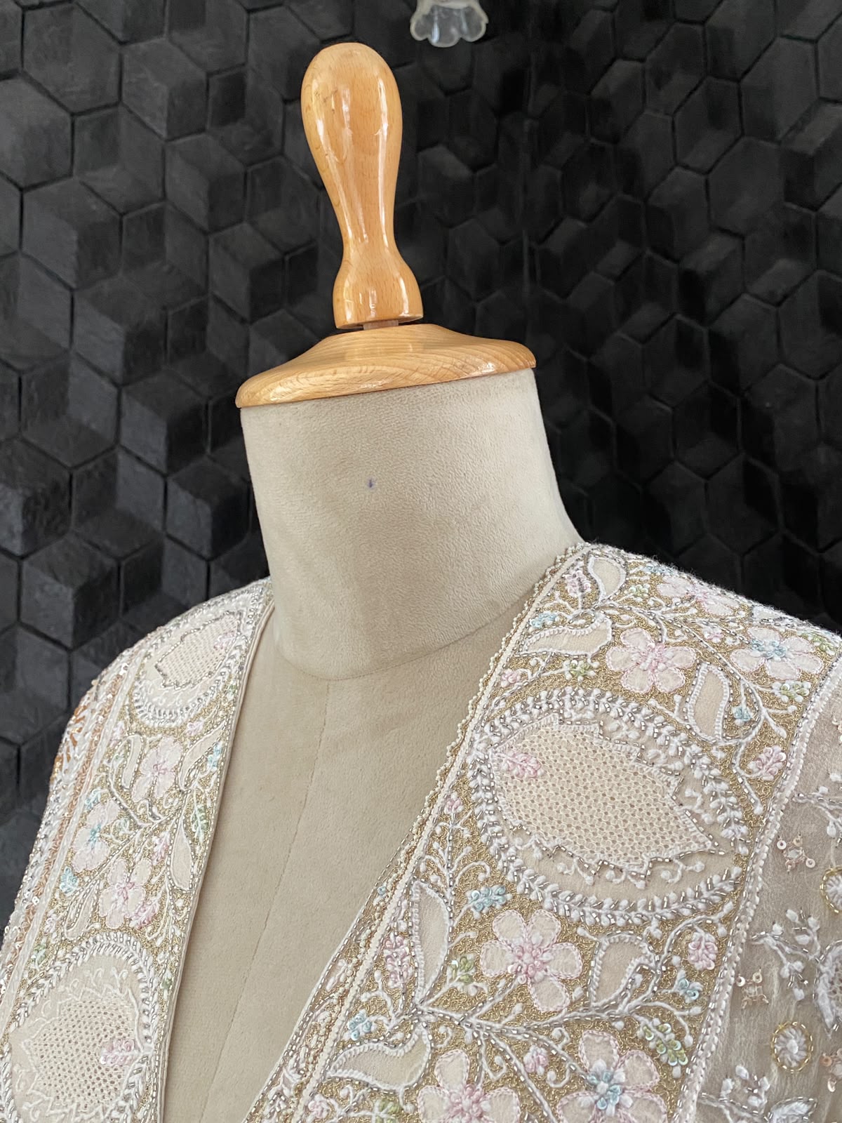 Ivory Pastel Hand-Embroidered Georgette Lehenga Set
