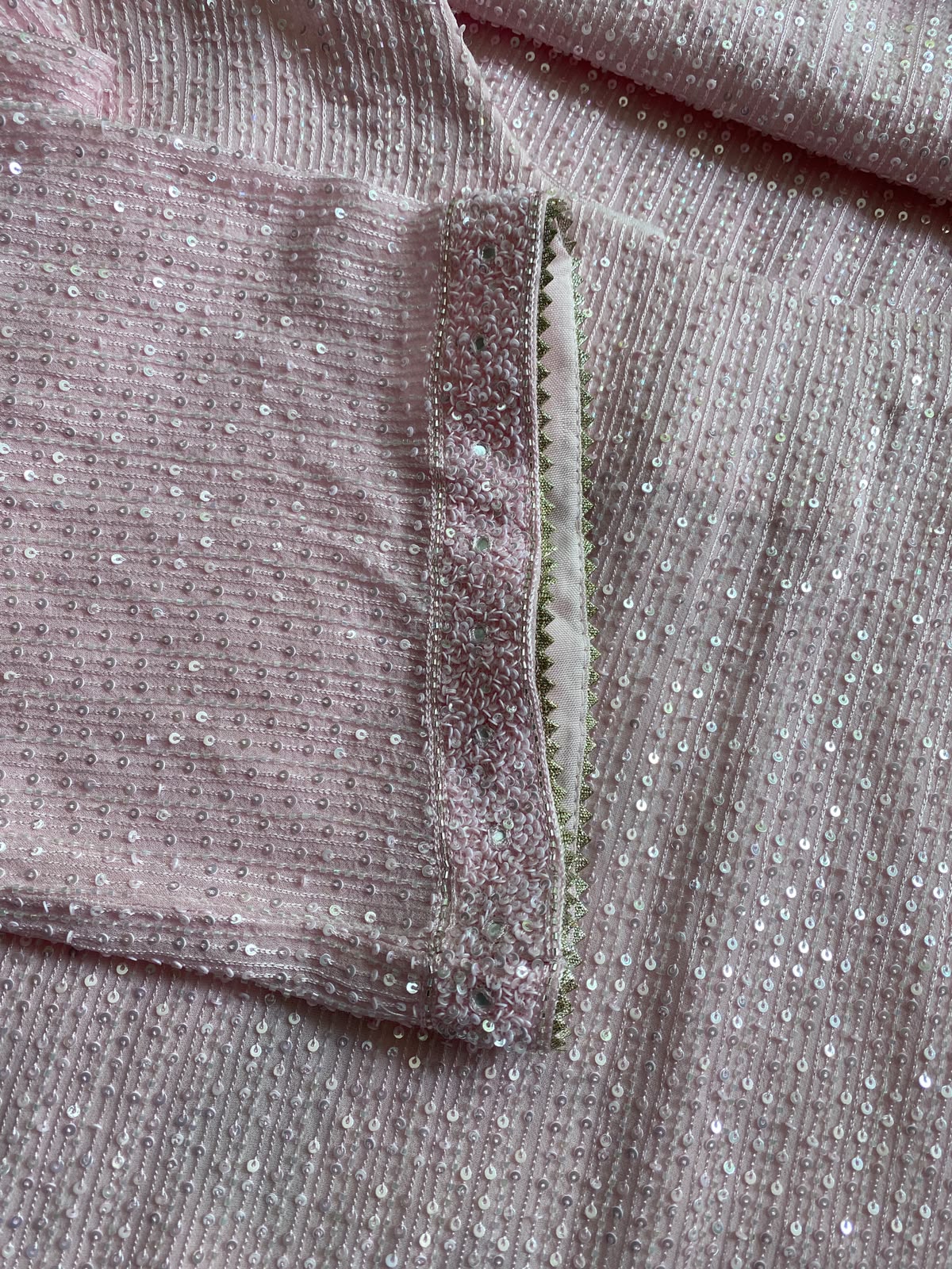 Pink Georgette Kurta with Multi-Coloured Heavy Dupatta Set