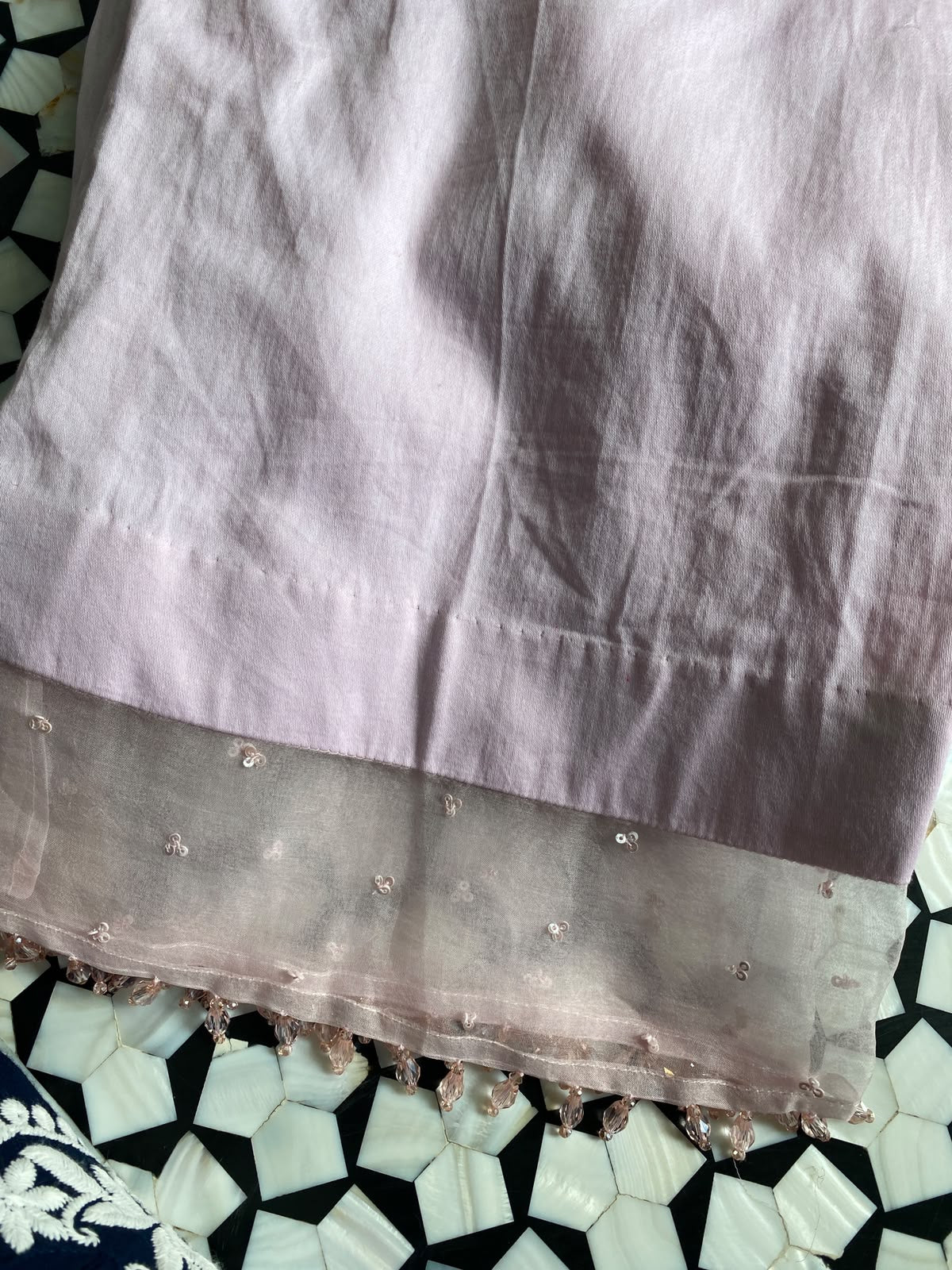 Pink Georgette Kurta with Multi-Coloured Heavy Dupatta Set