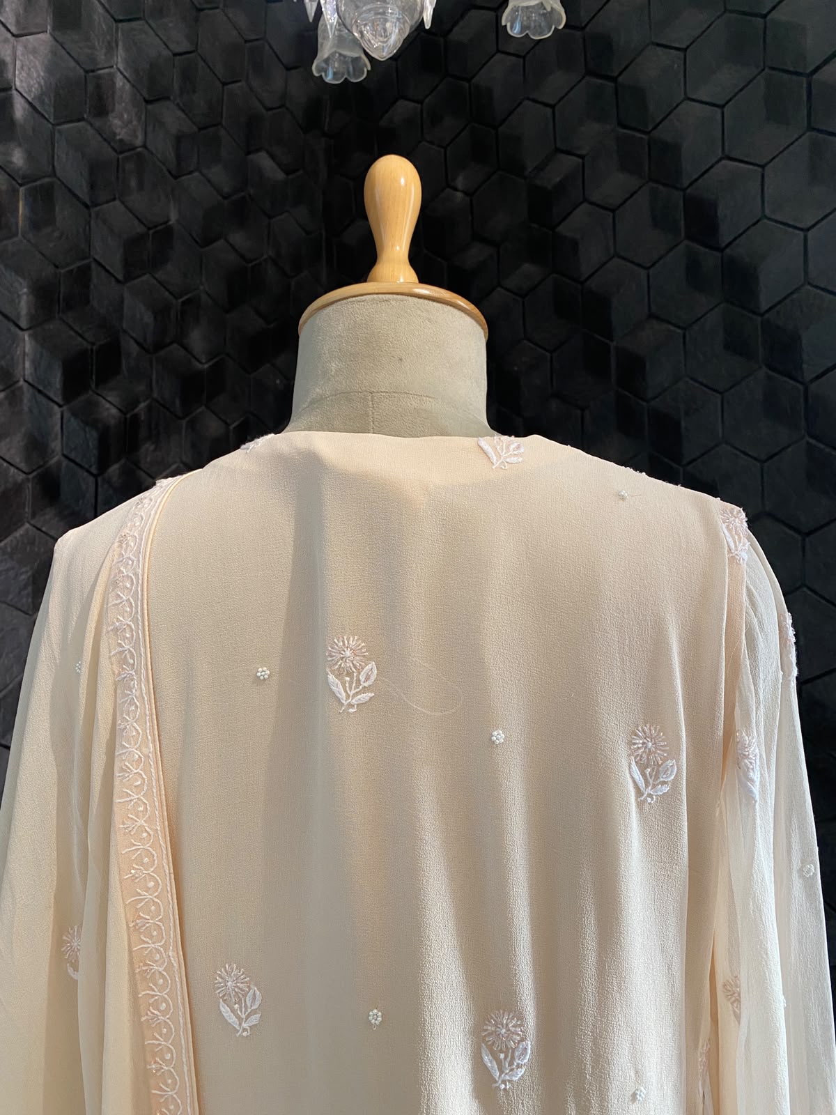 Peach Embroidered Georgette Kurta Set