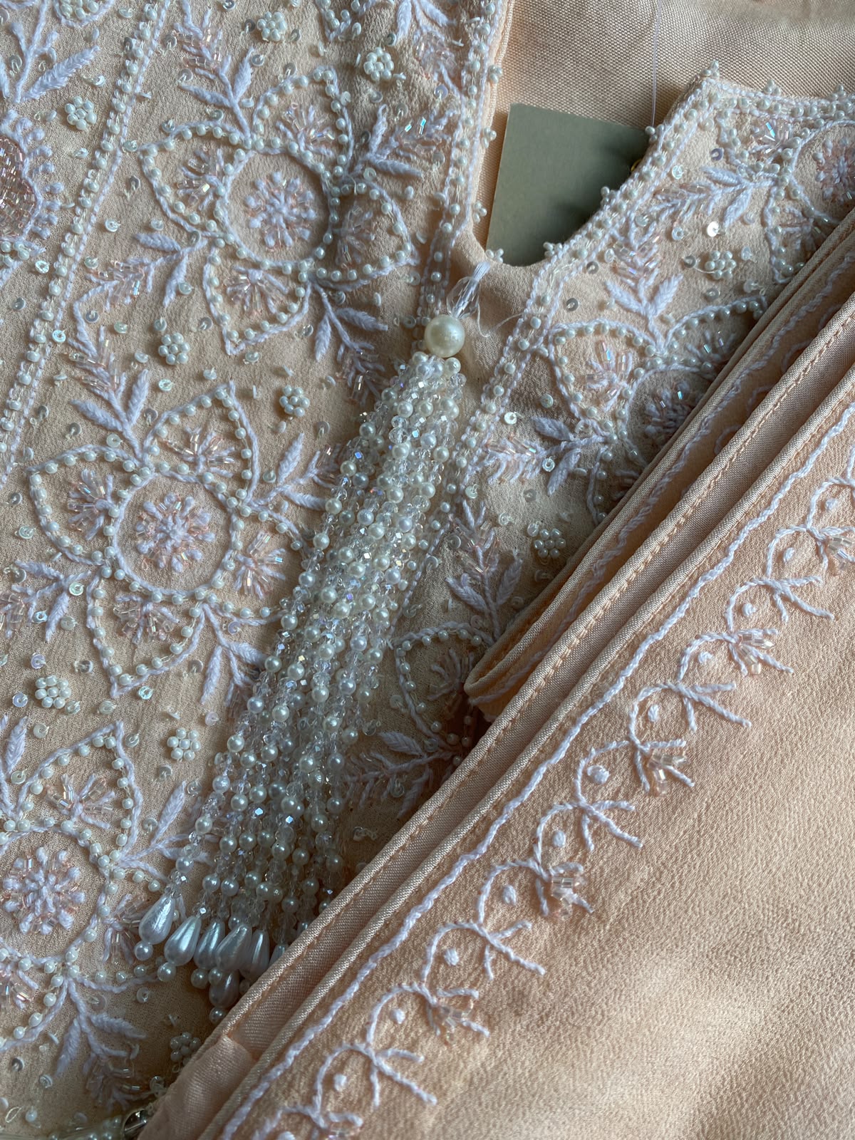 Peach Embroidered Georgette Kurta Set