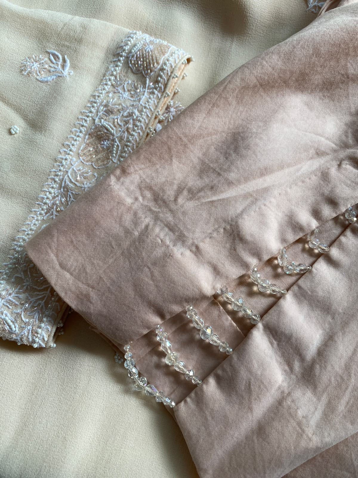 Peach Embroidered Georgette Kurta Set
