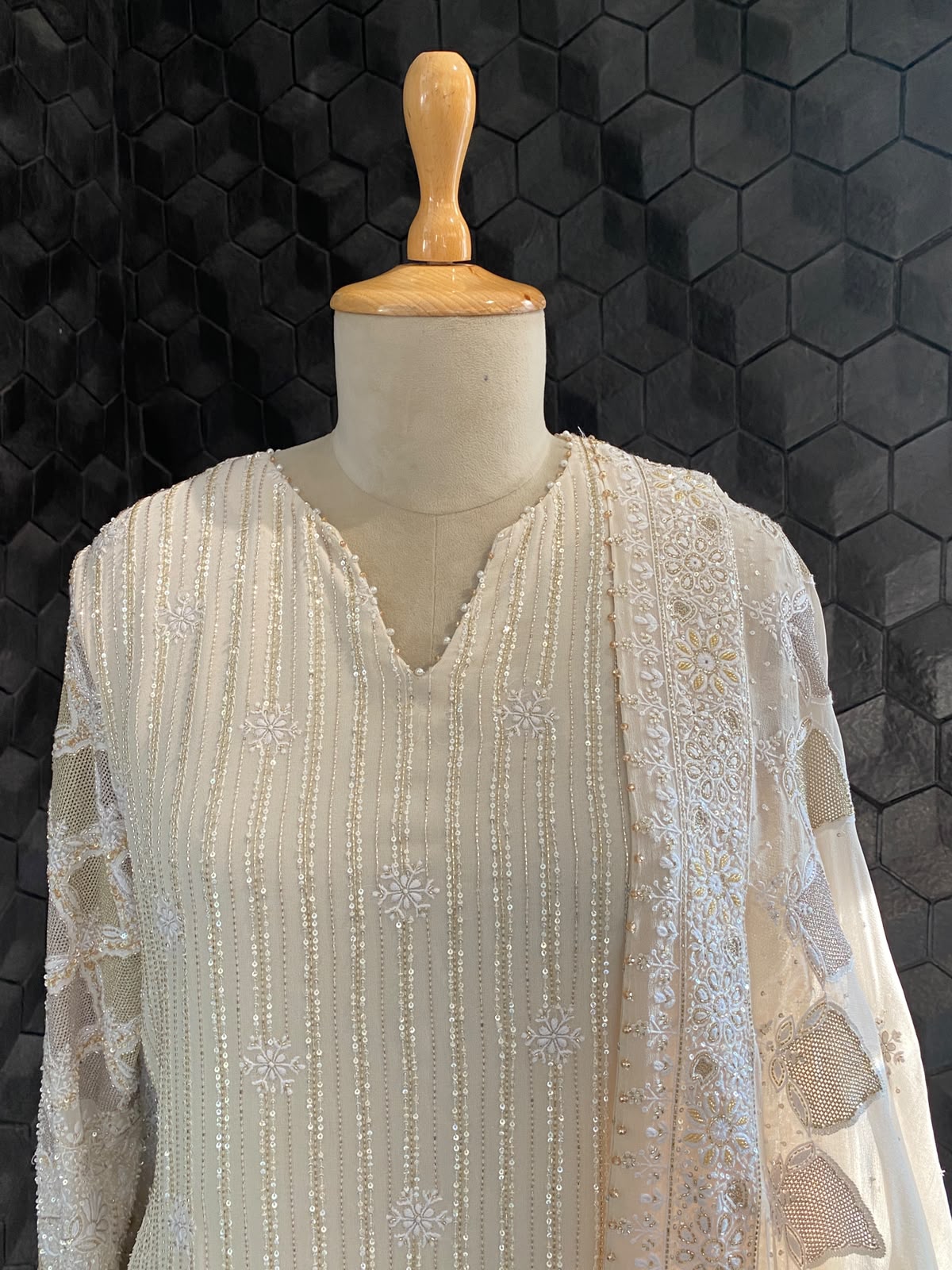 Ivory Embroidered Kurta Sharara Set