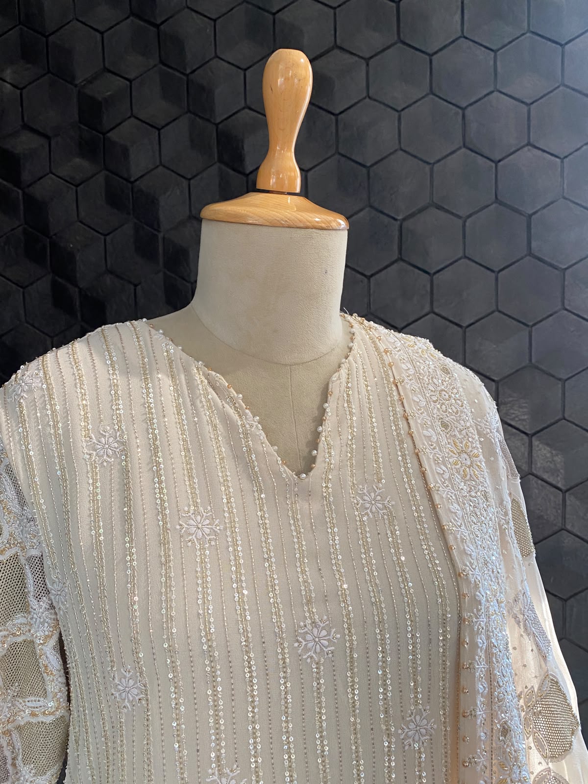 Ivory Embroidered Kurta Sharara Set