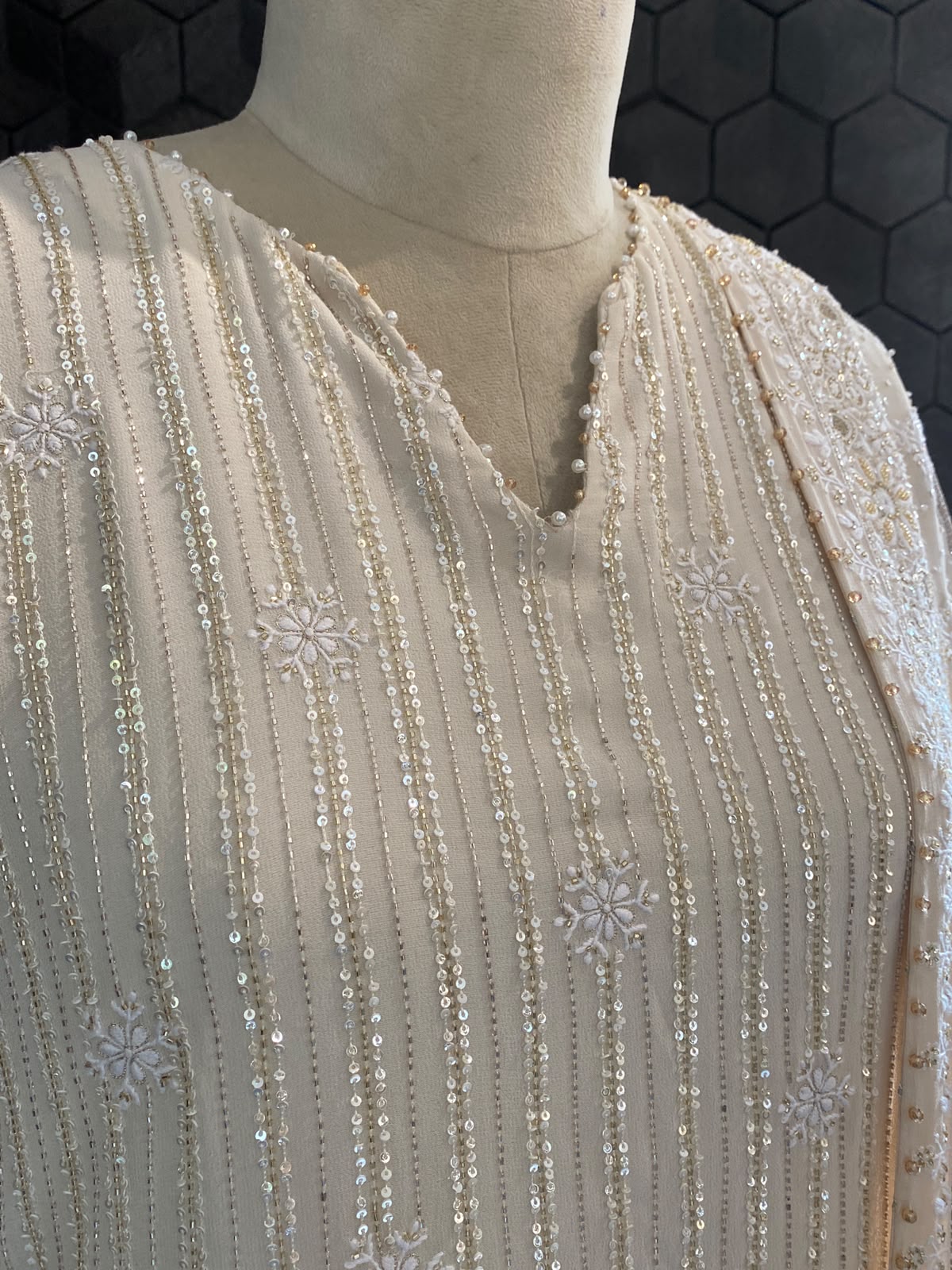 Ivory Embroidered Kurta Sharara Set
