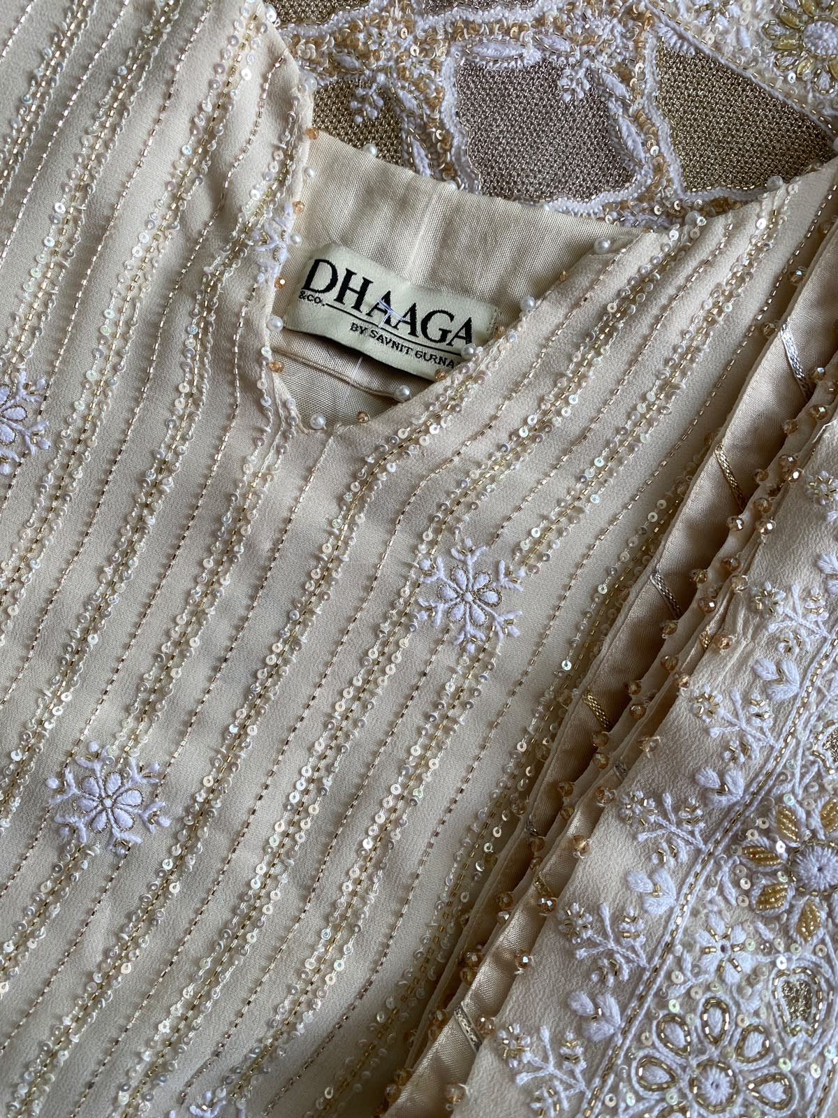 Ivory Embroidered Kurta Sharara Set
