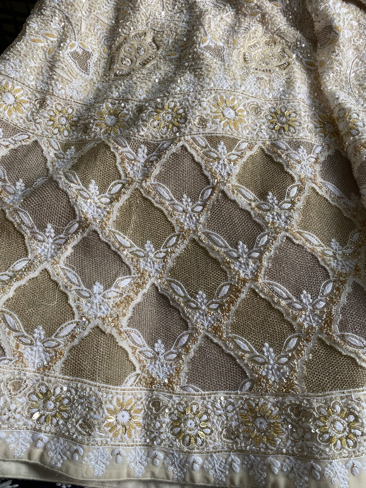 Ivory Embroidered Kurta Sharara Set