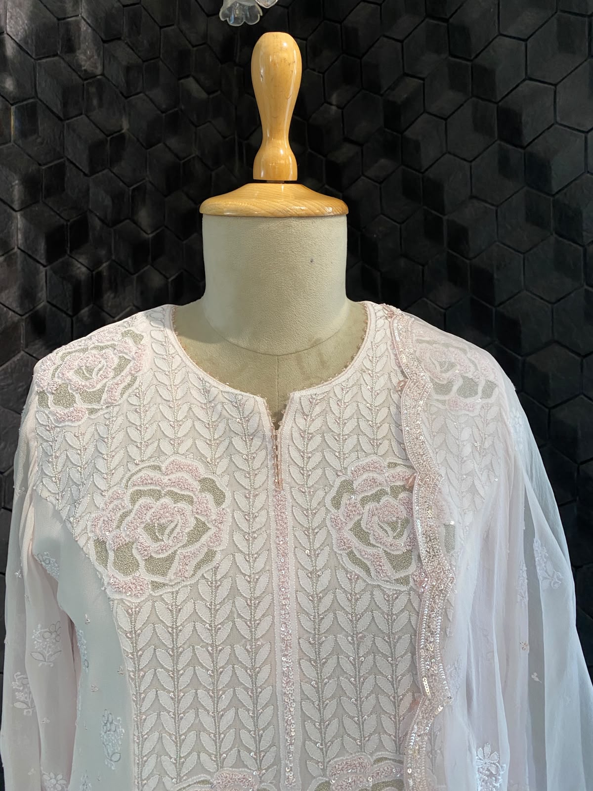 Pink Floral Embroidered Sharara Set